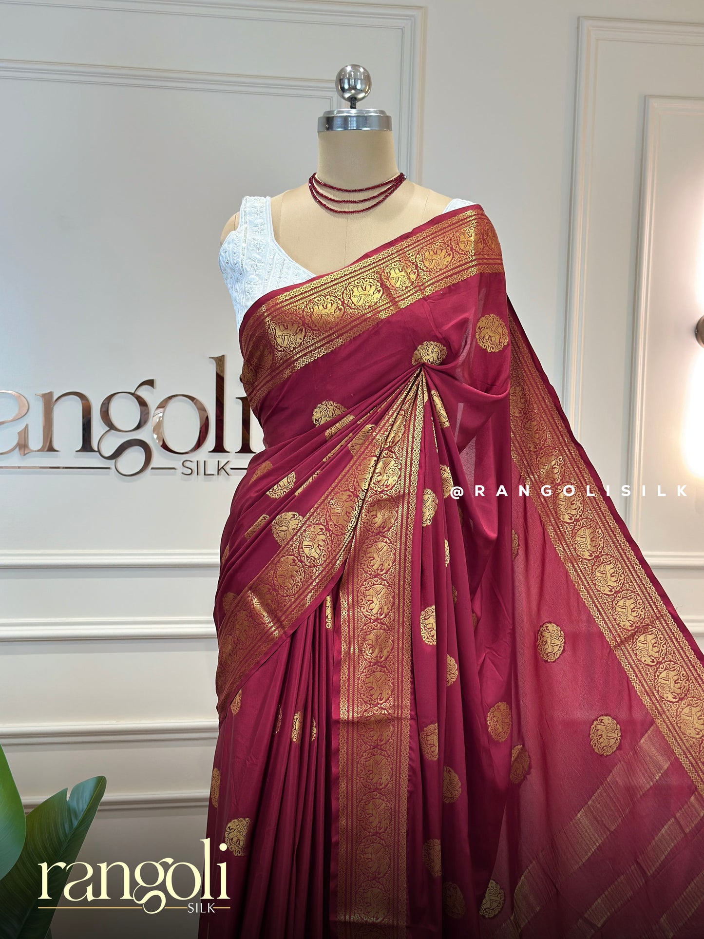 Semi Mysore Crepe Silk Sarees with Elephant Buttas - Post 928