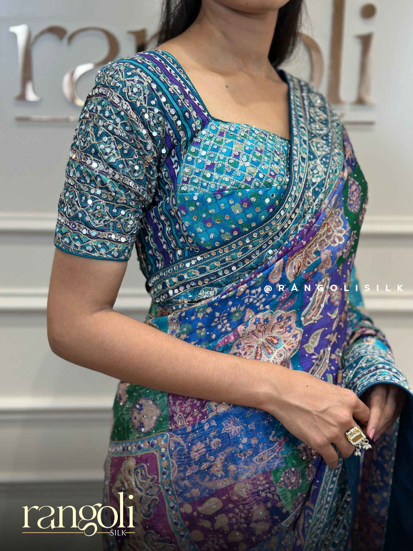 Designer Chiffon Crepe Saree with Embroidery & Sequin Work - Post 809