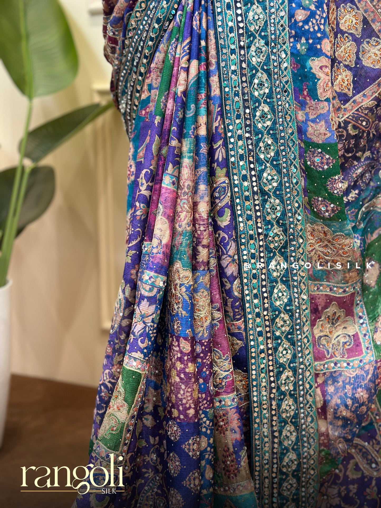 Designer Chiffon Crepe Saree with Embroidery & Sequin Work - Post 809