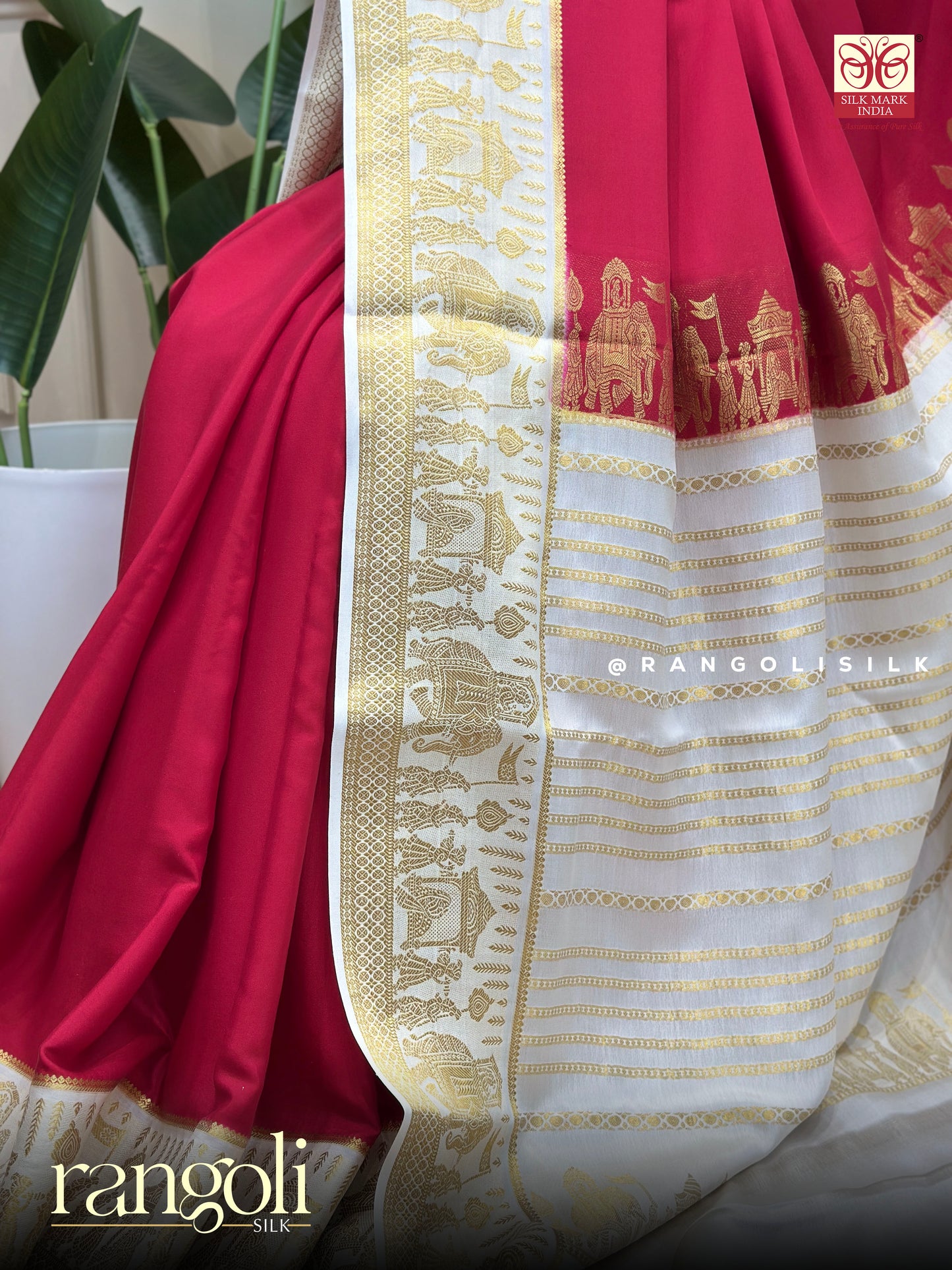 Pure Mysore Crepe Silk Saree with Rich Contrast Pallu and Traditional Border - Post 813