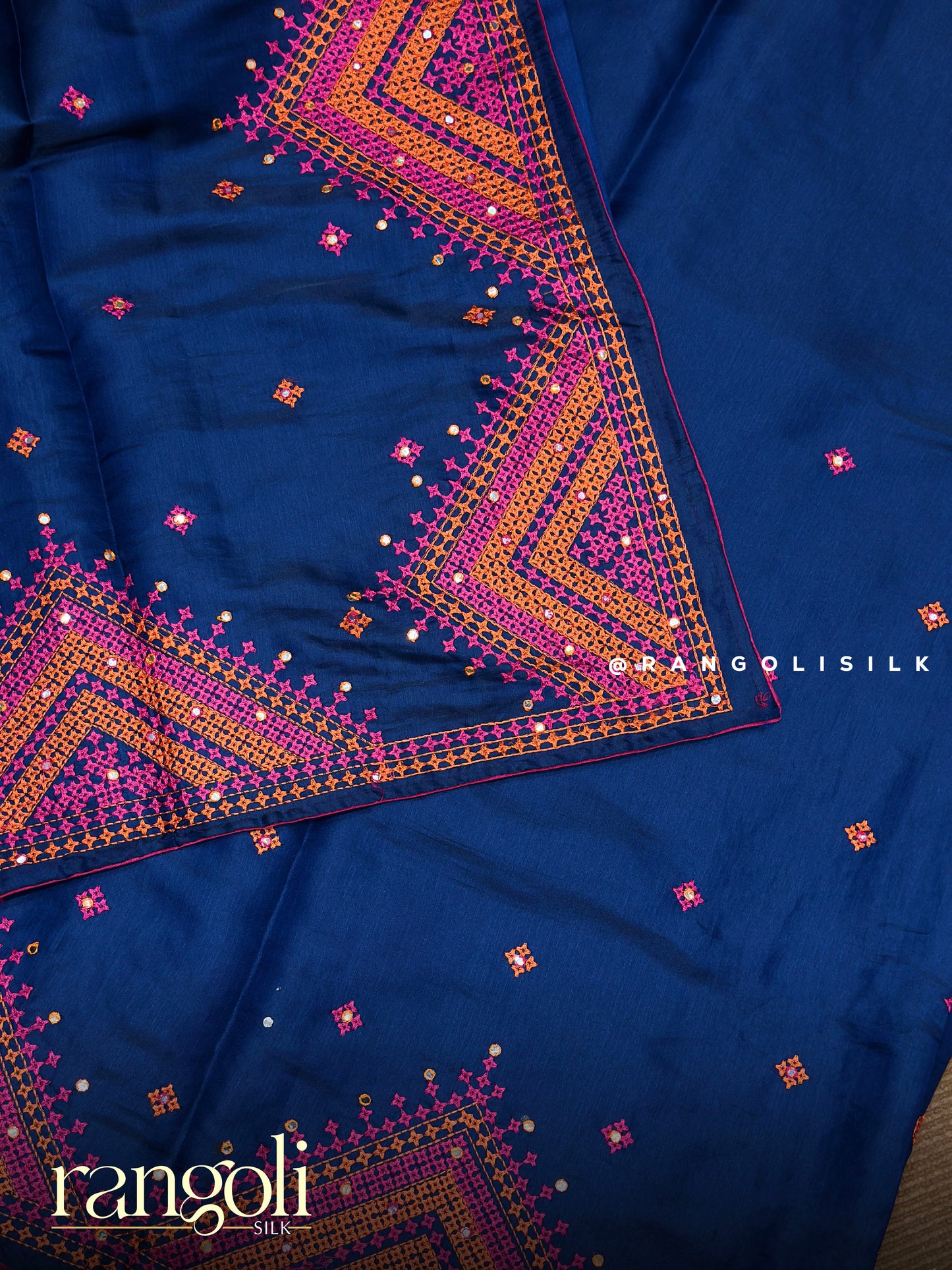 Elegant Kutch Embroidery Tussar Cotton Saree - Post 926
