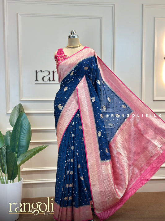 Banarasi Saree with Intricate Elephant Motifs - Post 513