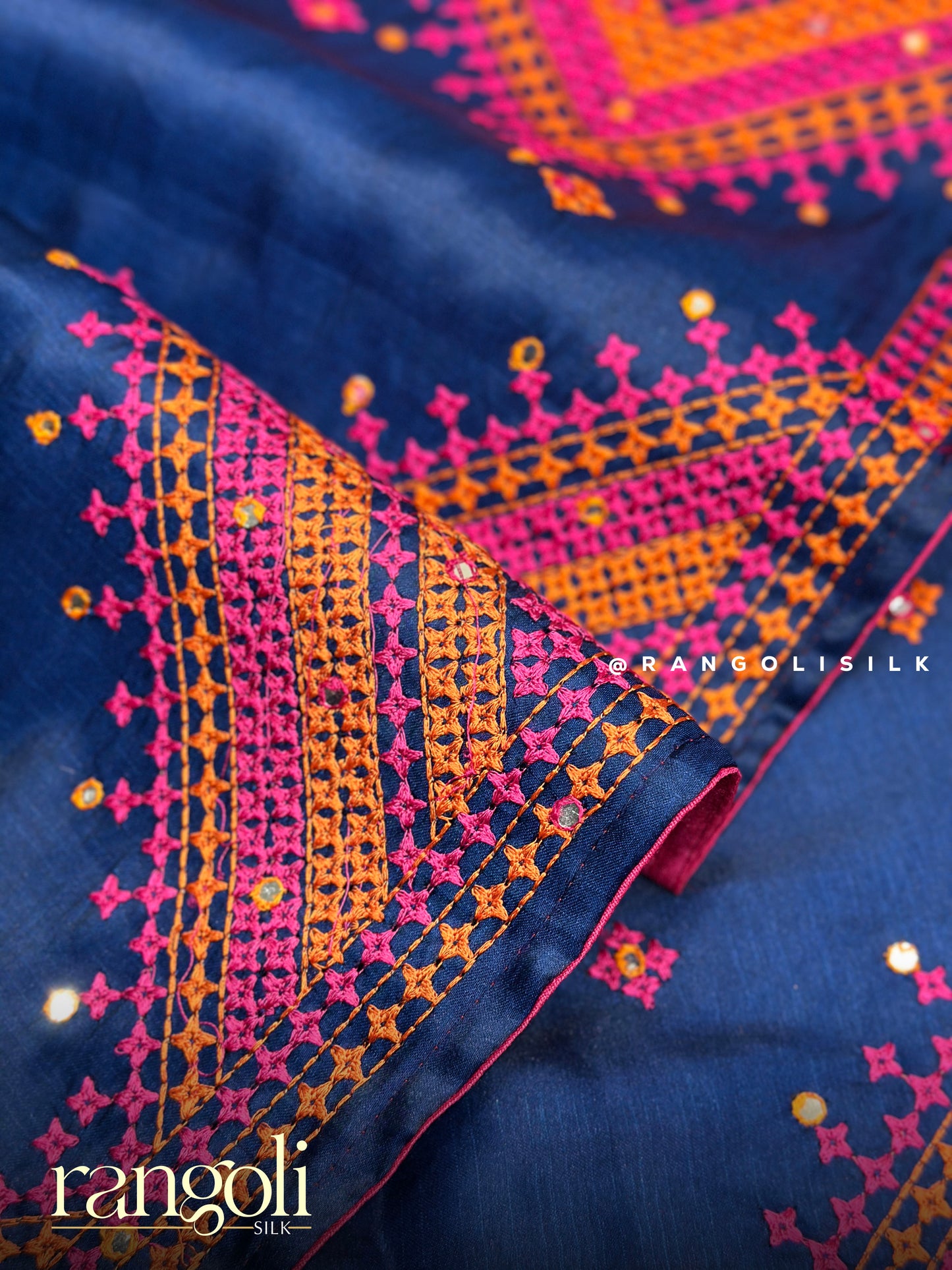 Elegant Kutch Embroidery Tussar Cotton Saree - Post 926