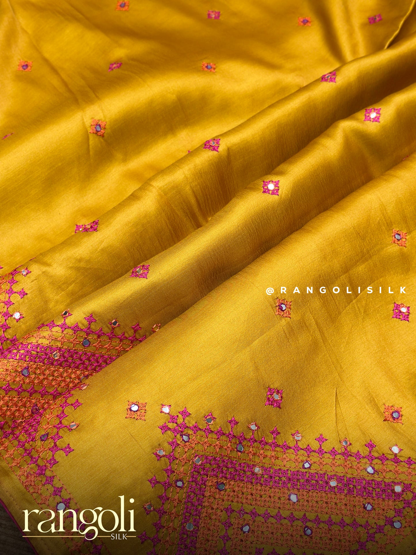 Elegant Kutch Embroidery Tussar Cotton Saree - Post 926
