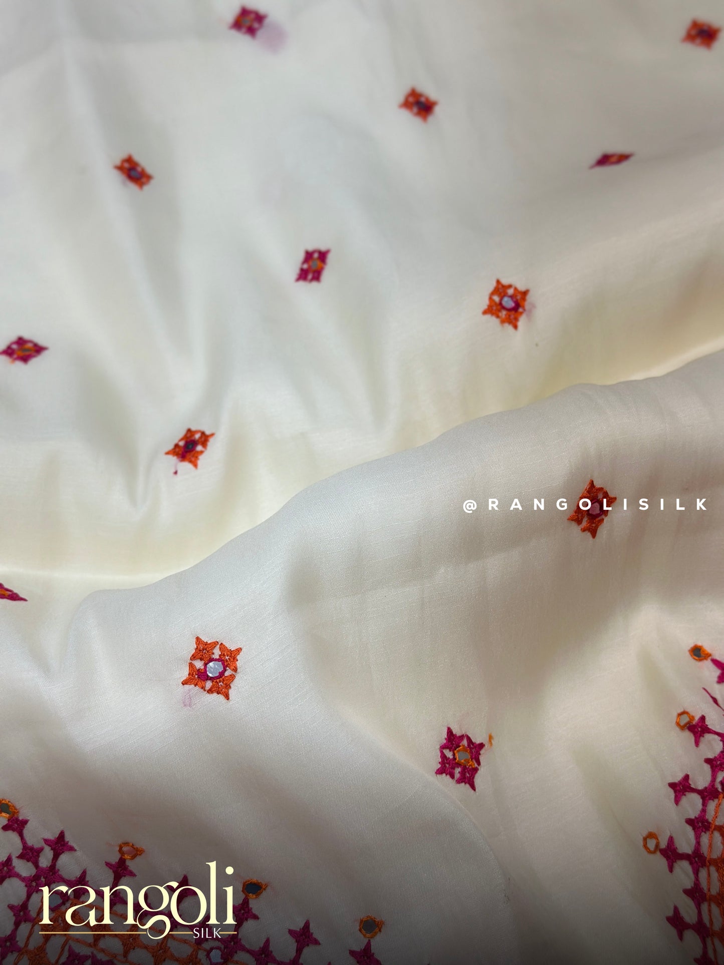 Elegant Kutch Embroidery Tussar Cotton Saree - Post 926