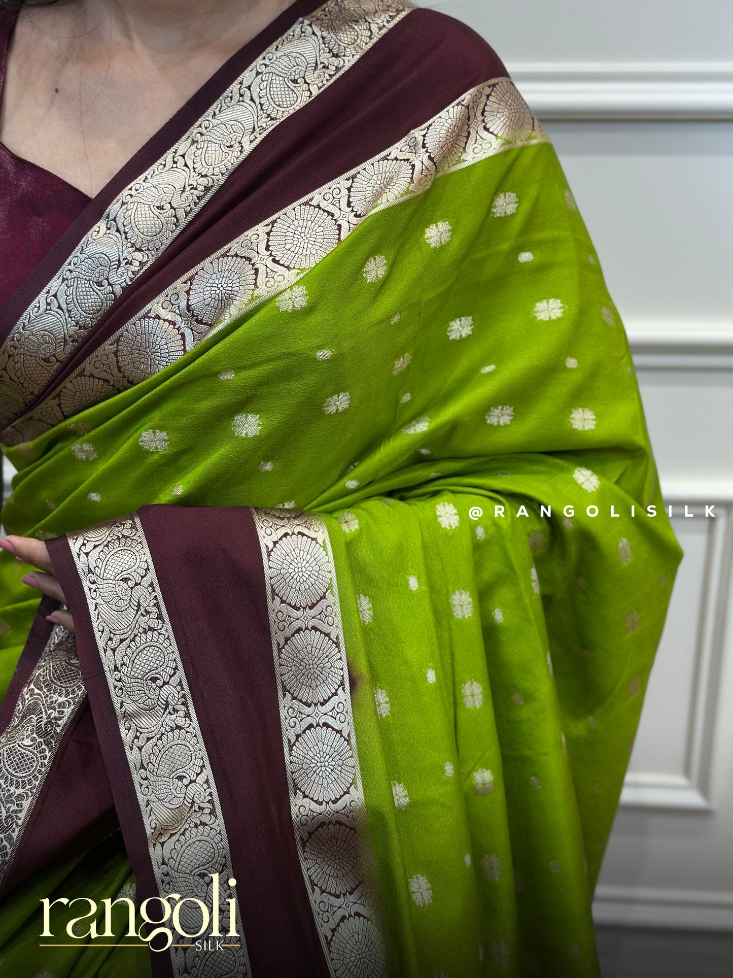 Semi Mysore Silk Saree with Zari Motifs & Elegant Borders - Post 817