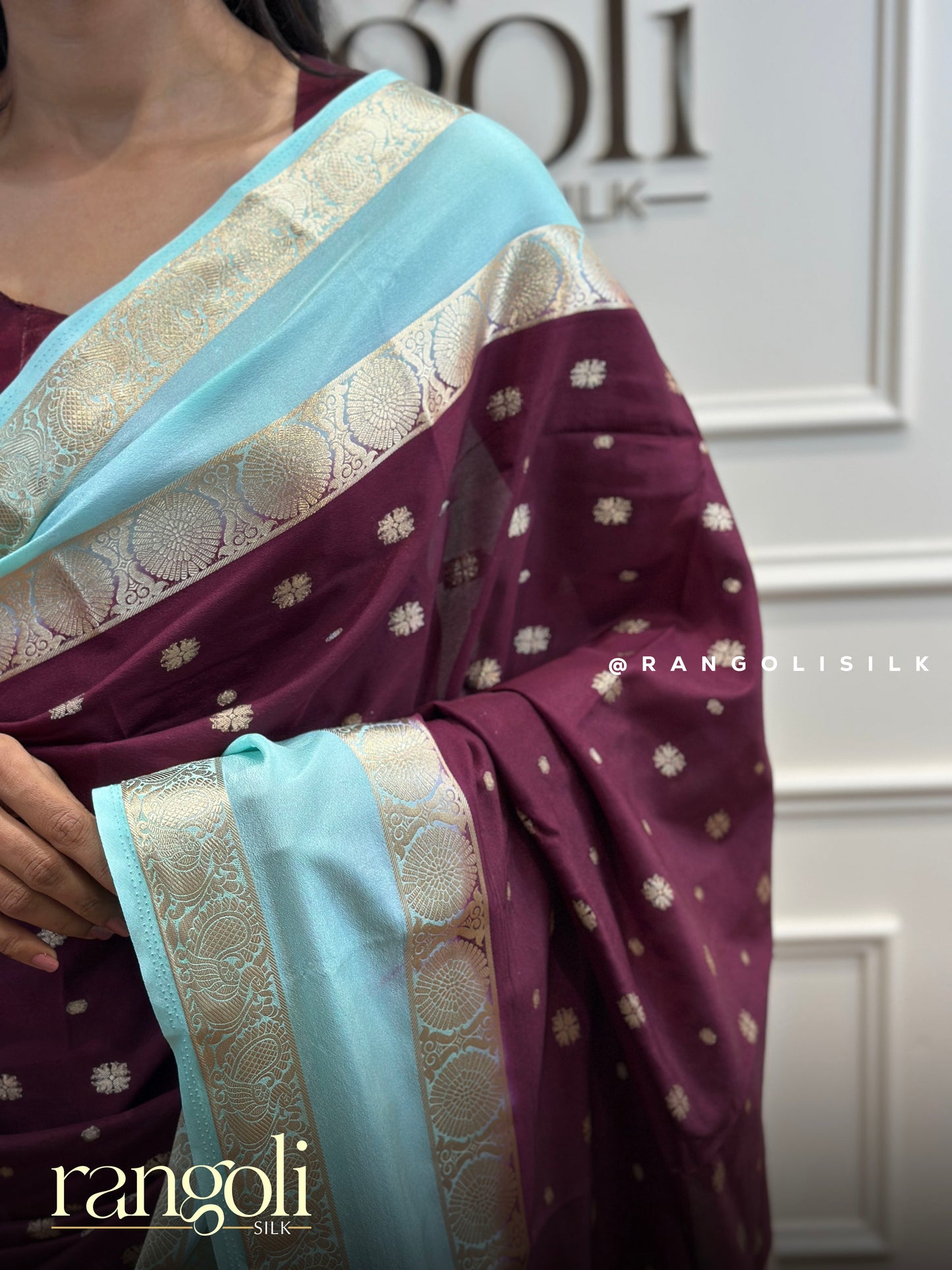 Semi Mysore Silk Saree with Zari Motifs & Elegant Borders - Post 817