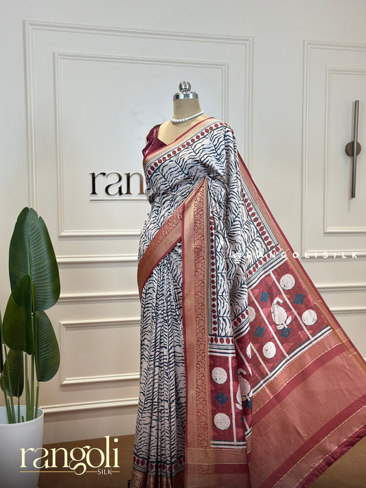 Elegant Silk Cotton Saree with Exquisite Prints - Post 421