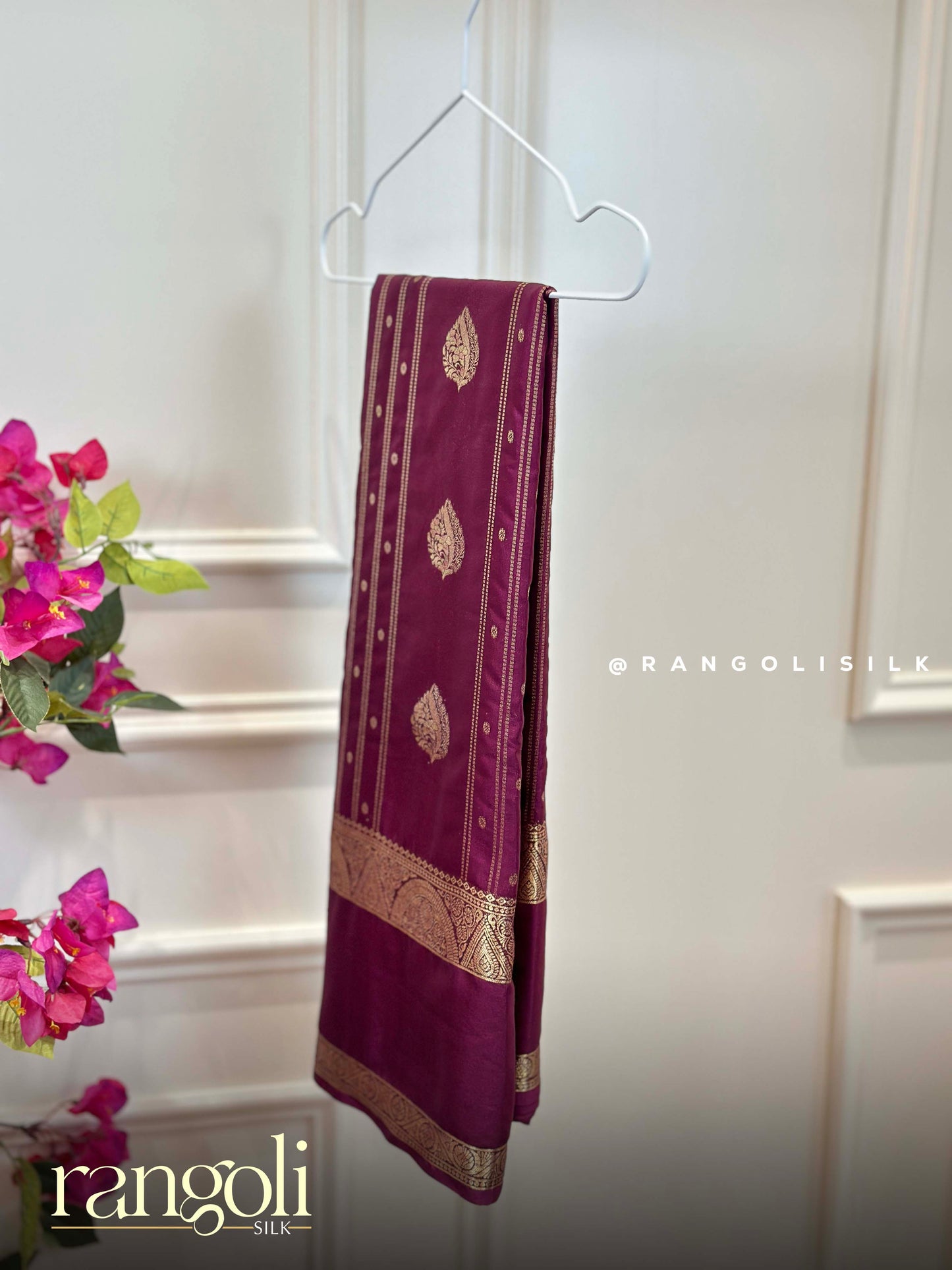 Semi Mysore Silk Saree with Zari Buttas, Striped Design & Rich Pallu - Post 935