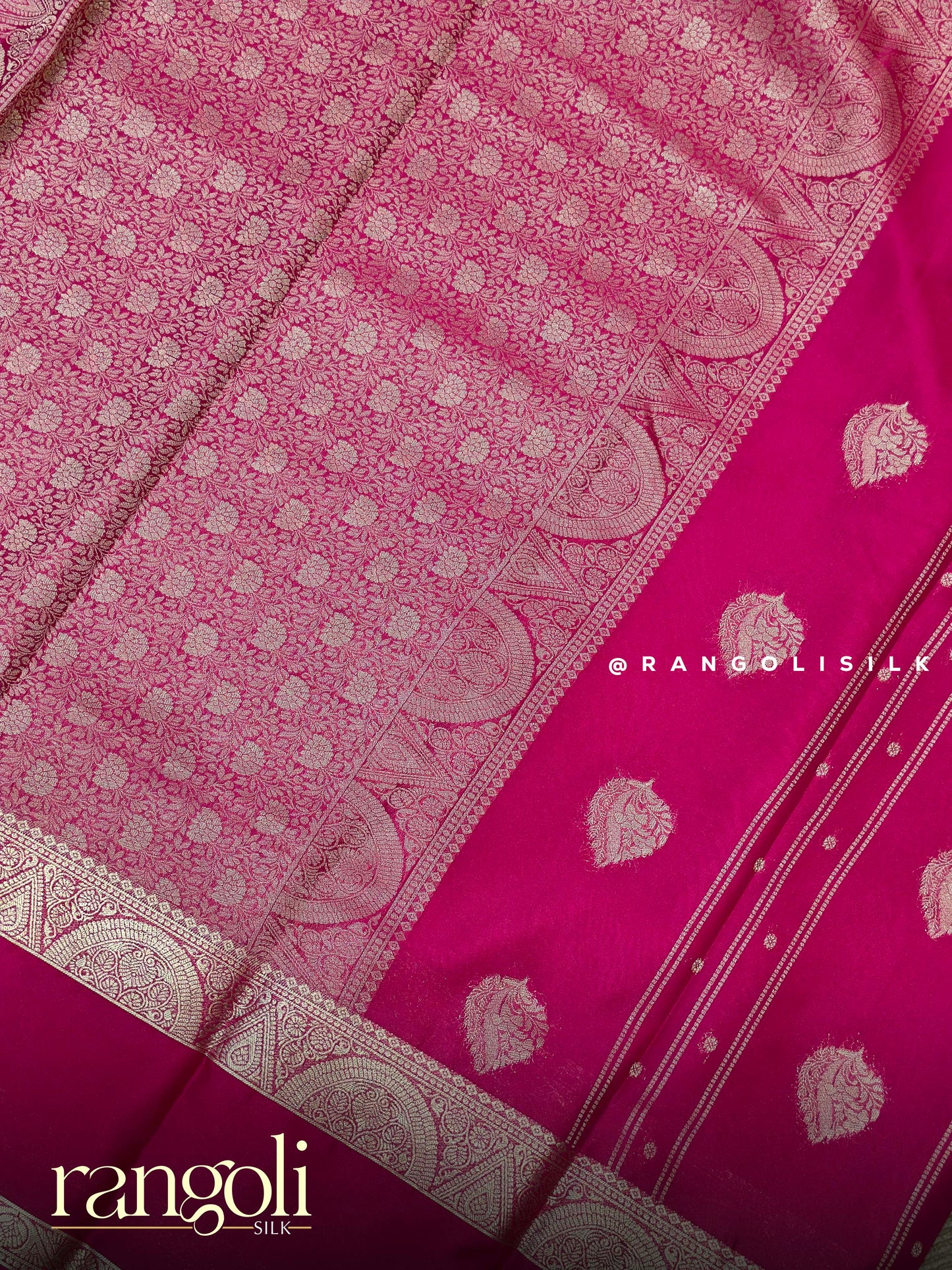 Semi Mysore Silk Saree with Zari Buttas, Striped Design & Rich Pallu - Post 935