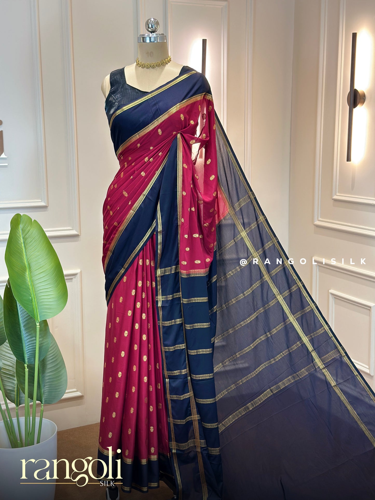 Semi Mysore Silk Sarees with Bentex Border & Zari Butta Designs - Post 929