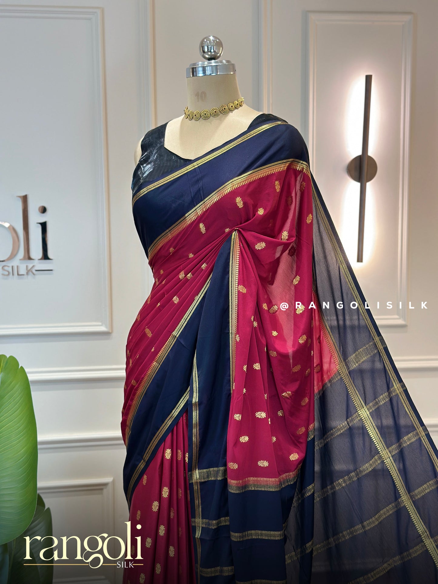 Semi Mysore Silk Sarees with Bentex Border & Zari Butta Designs - Post 929