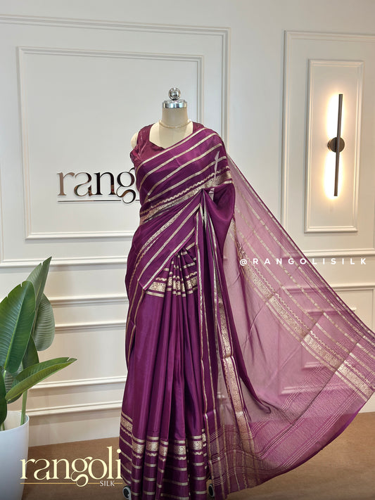 Semi Mysore Silk Saree with Rich Textures & Gold Zari Work - Post 515