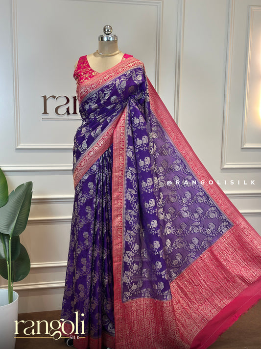 Chiffon Georgette Banarasi Saree with Elegant Zari Weaving - Post 643