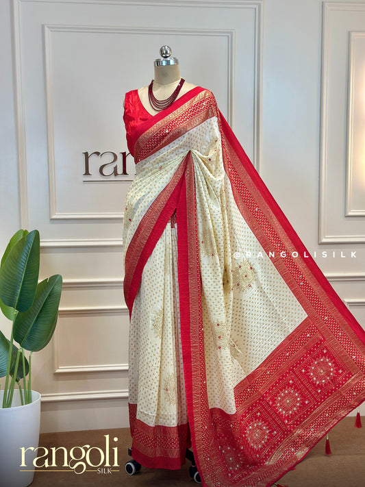 Elegant Silk Cotton Saree in Off-White - Post 518
