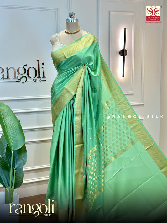 Pure Mysore Crepe Silk Saree with Zari Border and  Subtle Buti Design - Post 816