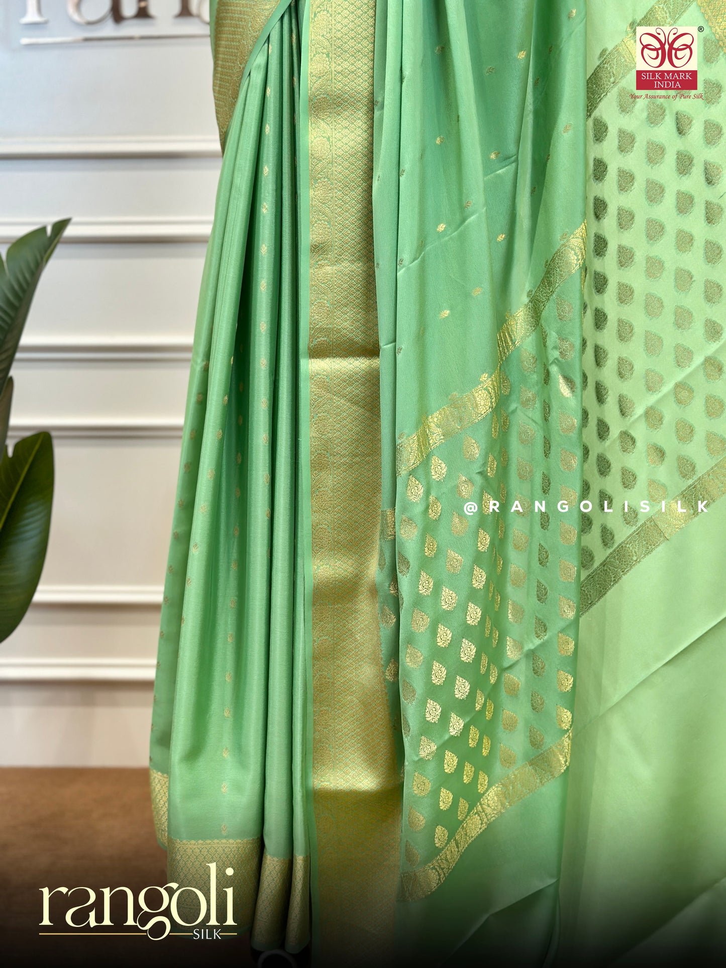Pure Mysore Crepe Silk Saree with Zari Border and  Subtle Buti Design - Post 816