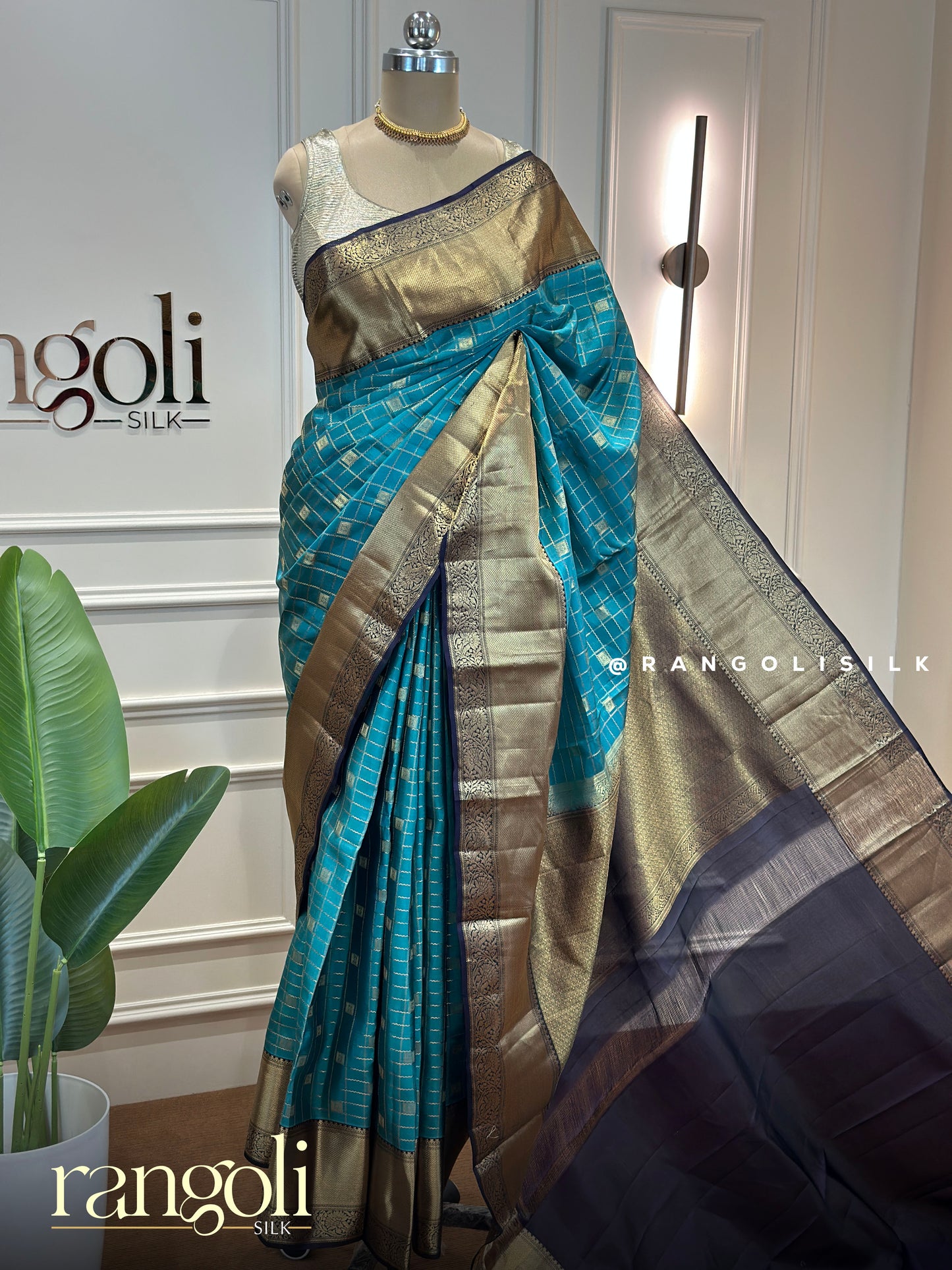 Pure Mix Kanchipuram Silk Saree with Zari Checks Rich Woven Pallu - Post 827
