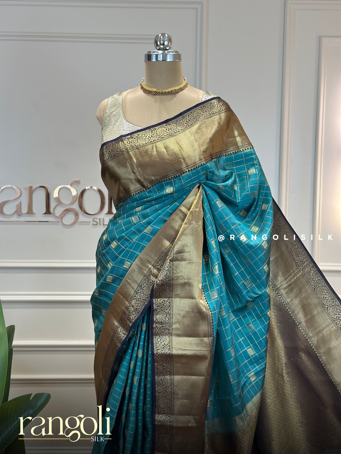 Pure Mix Kanchipuram Silk Saree with Zari Checks Rich Woven Pallu - Post 827