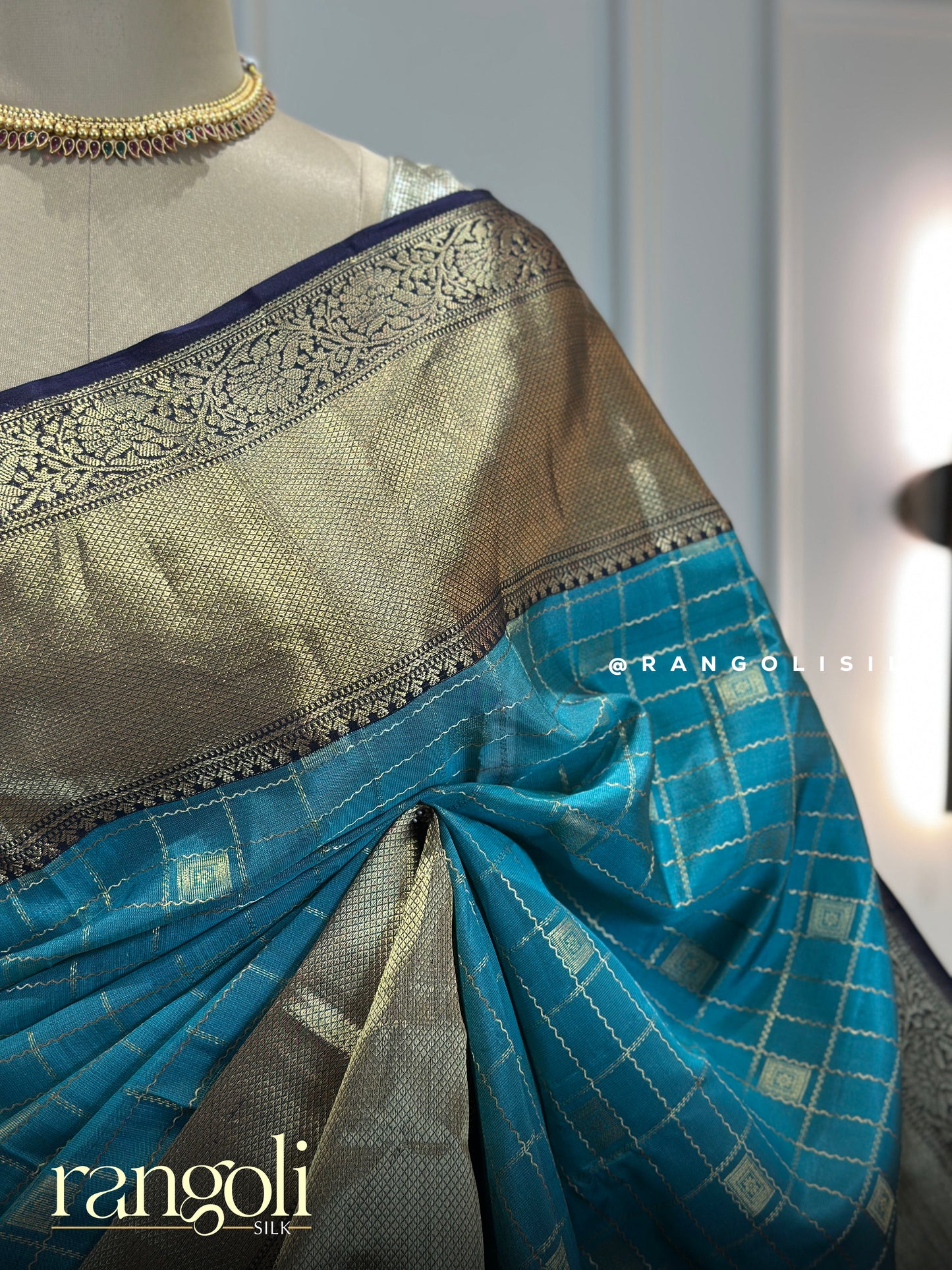 Pure Mix Kanchipuram Silk Saree with Zari Checks Rich Woven Pallu - Post 827