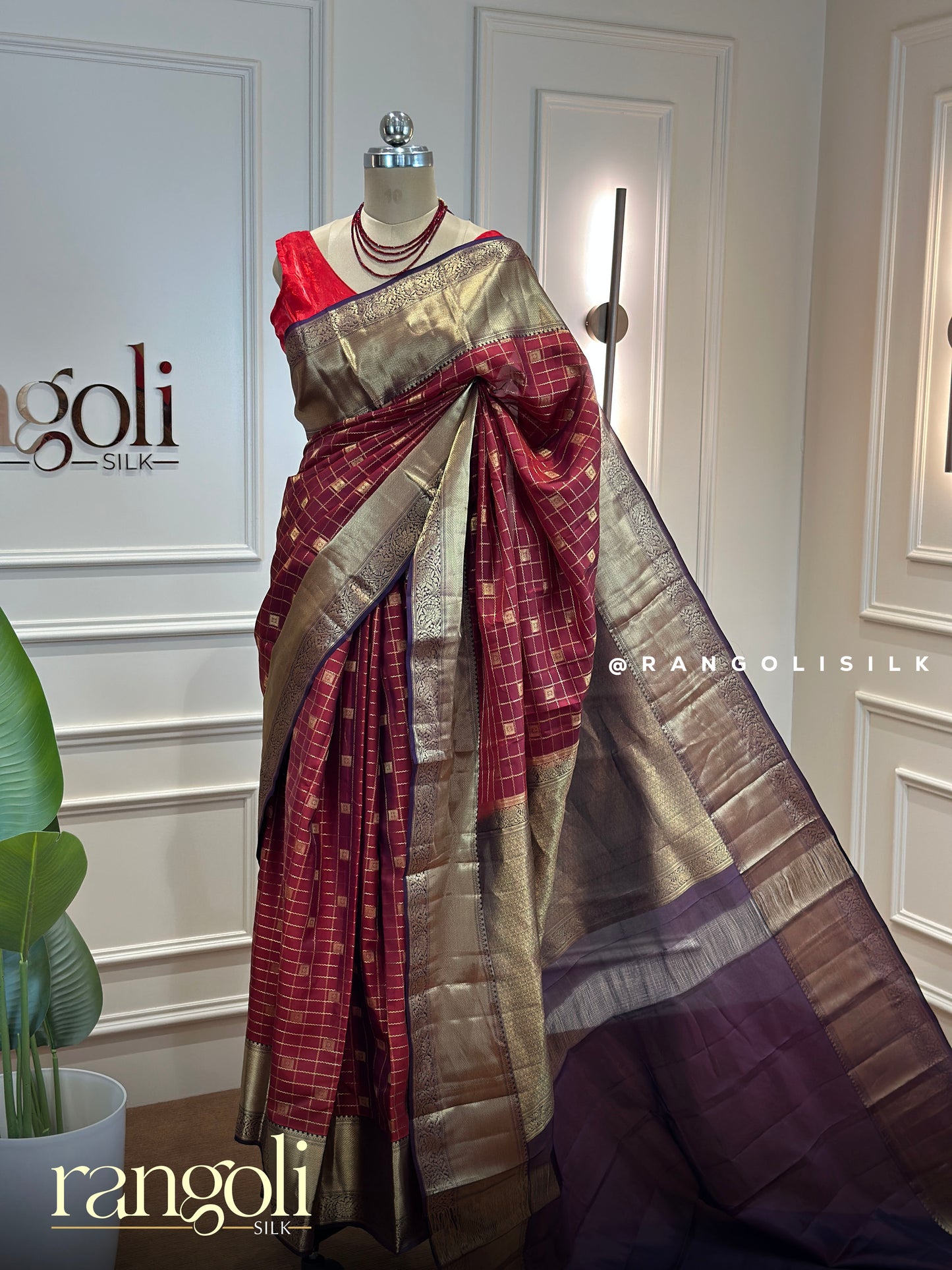 Pure Mix Kanchipuram Silk Saree with Zari Checks Rich Woven Pallu - Post 827