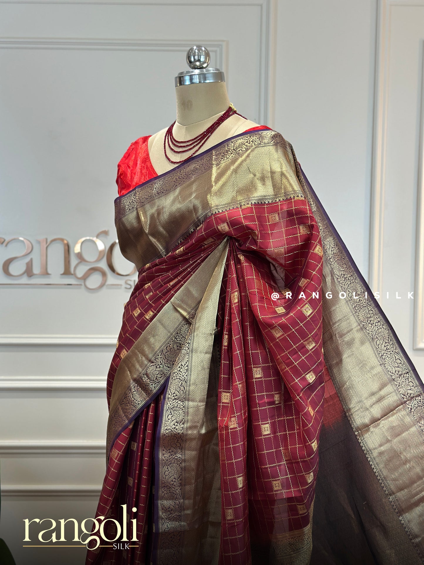 Pure Mix Kanchipuram Silk Saree with Zari Checks Rich Woven Pallu - Post 827