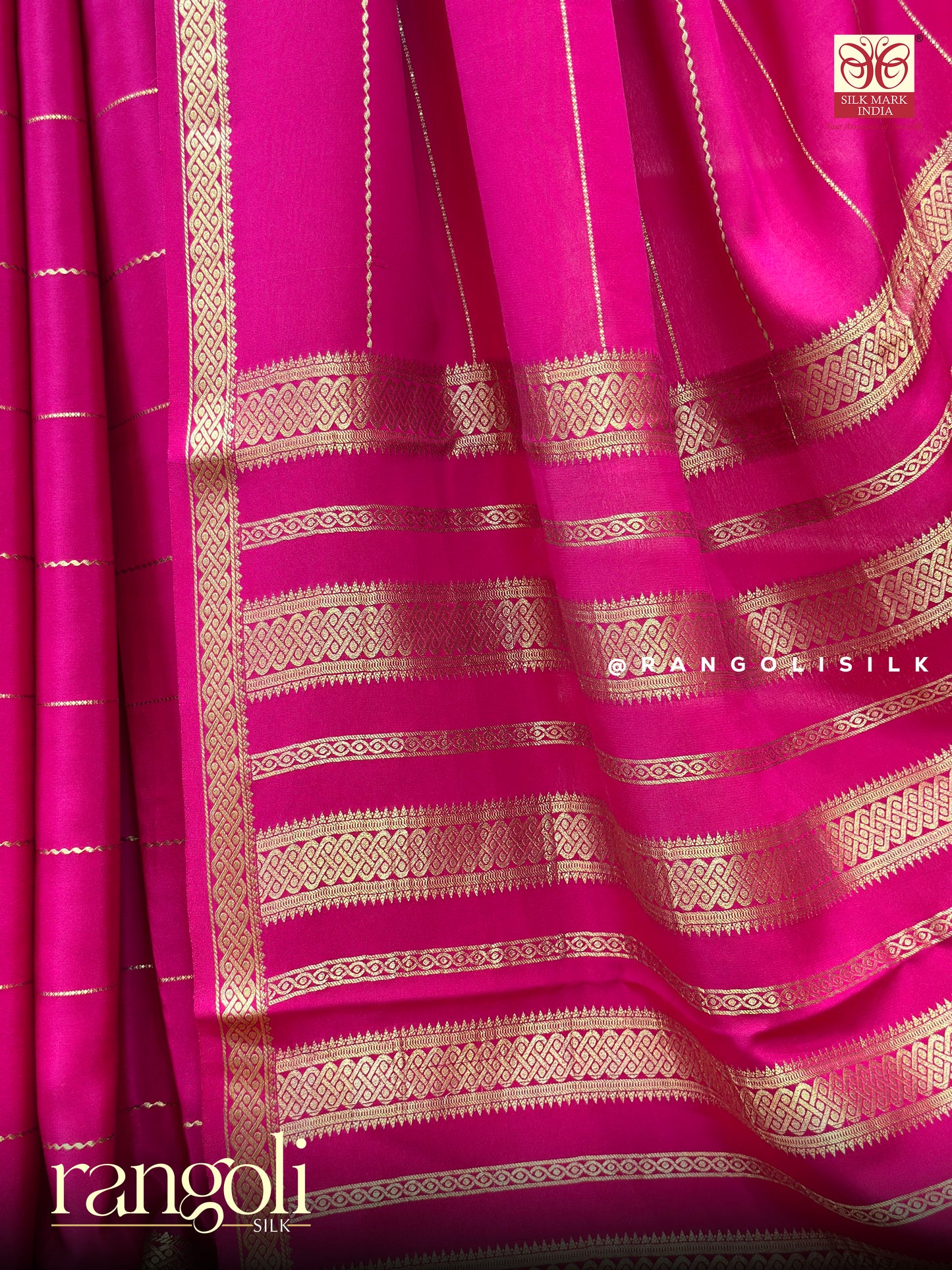 Royal Magenta Mysore Silk Saree with Elegant Zari Work - Post 624