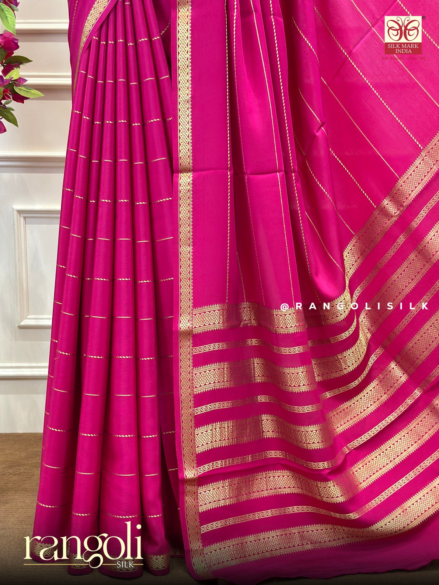 Royal Magenta Mysore Silk Saree with Elegant Zari Work - Post 624