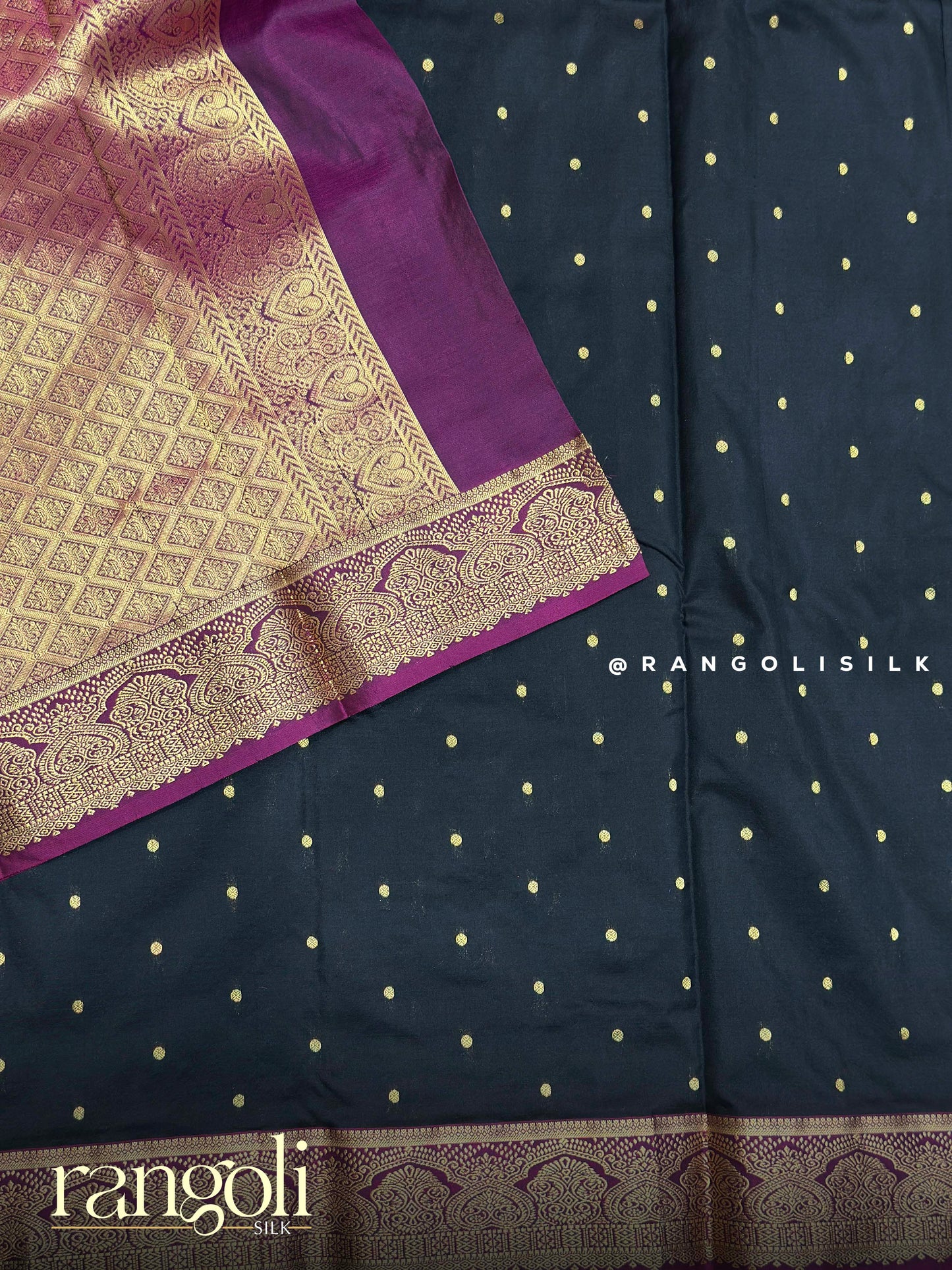 Black Kanjivaram Silk Sarees with Rich Zari Work & Contrast Borders - Post 932