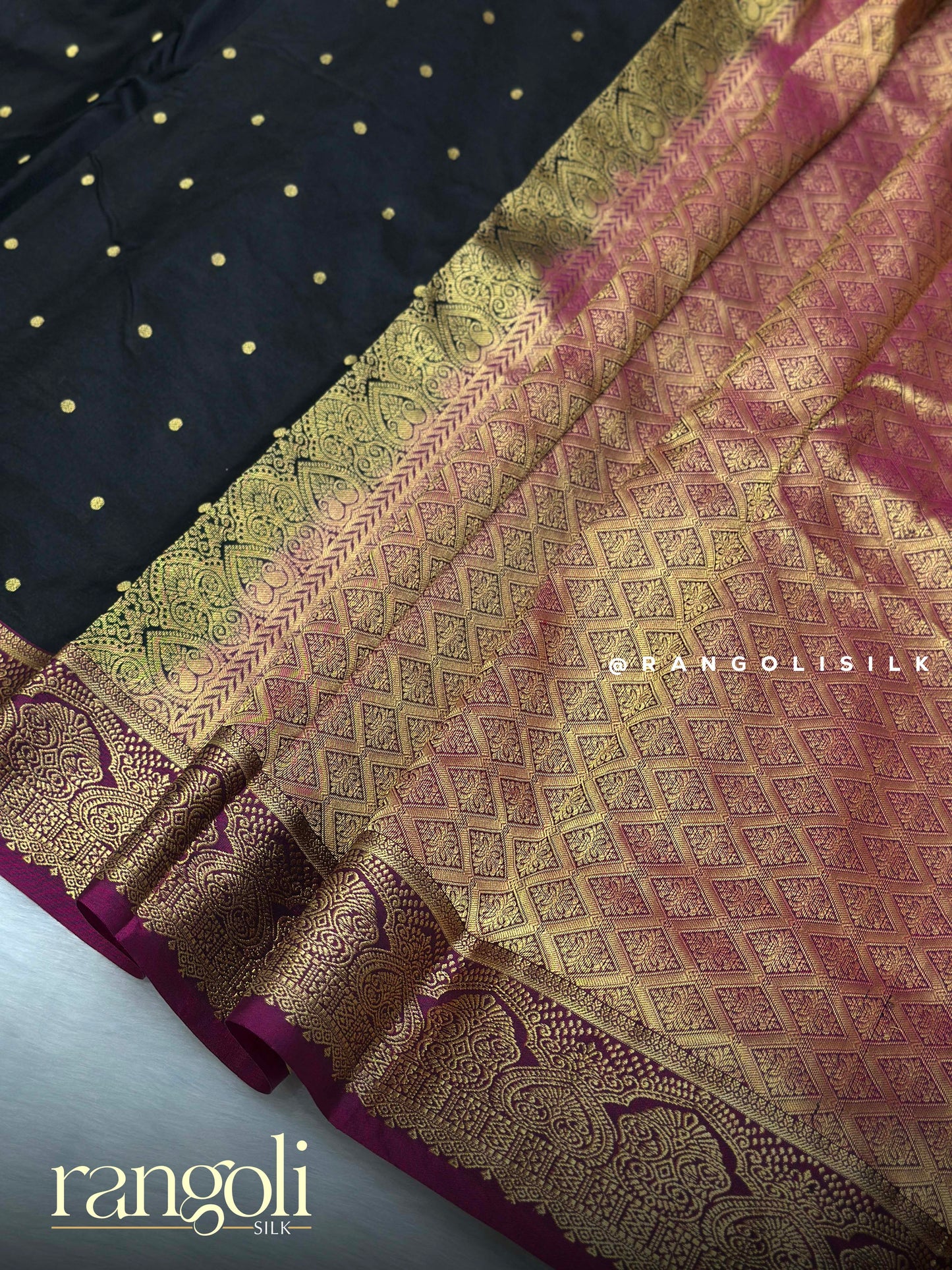 Black Kanjivaram Silk Sarees with Rich Zari Work & Contrast Borders - Post 932