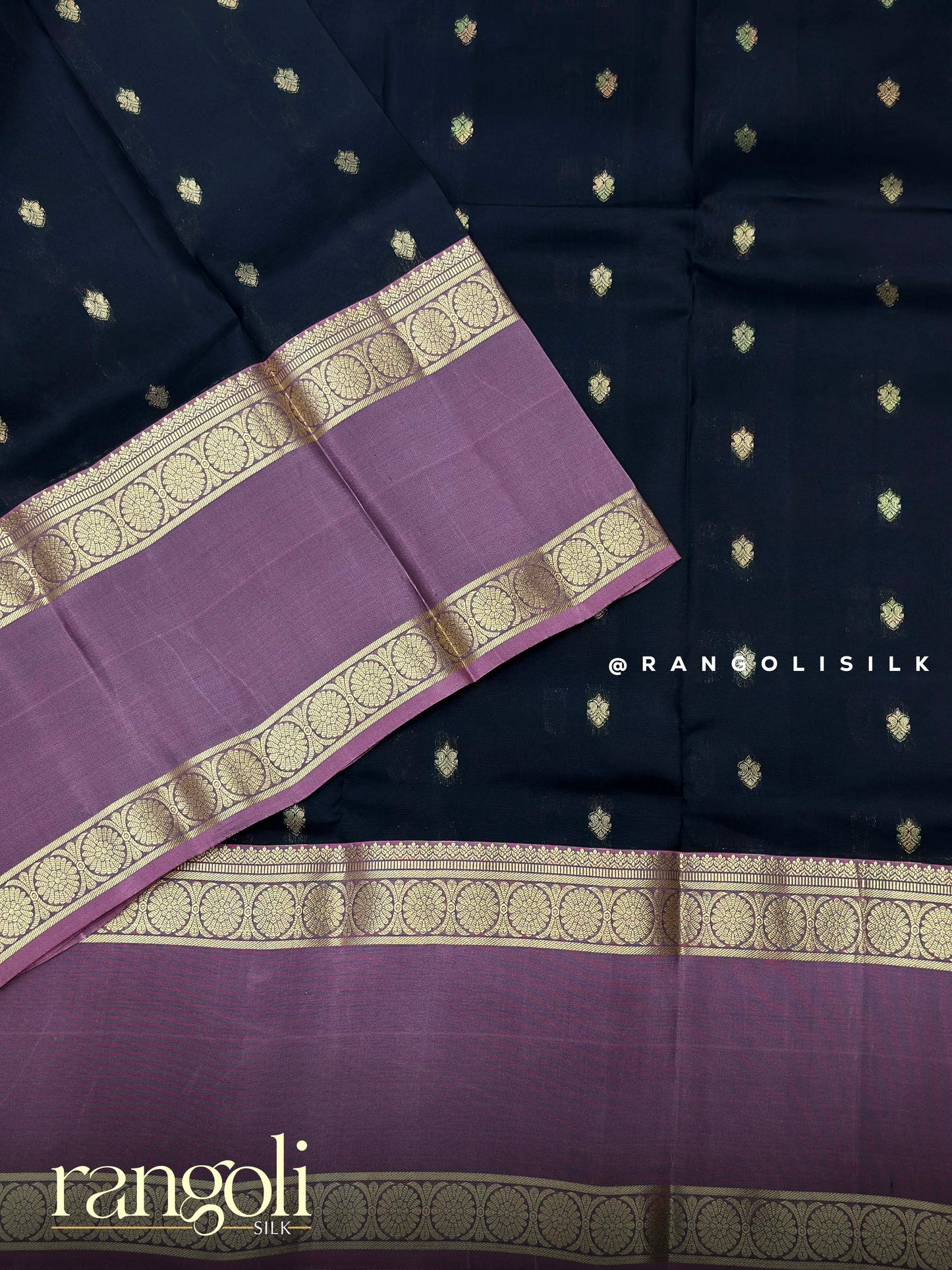 Black Kanjivaram Silk Sarees with Rich Zari Work & Contrast Borders - Post 932