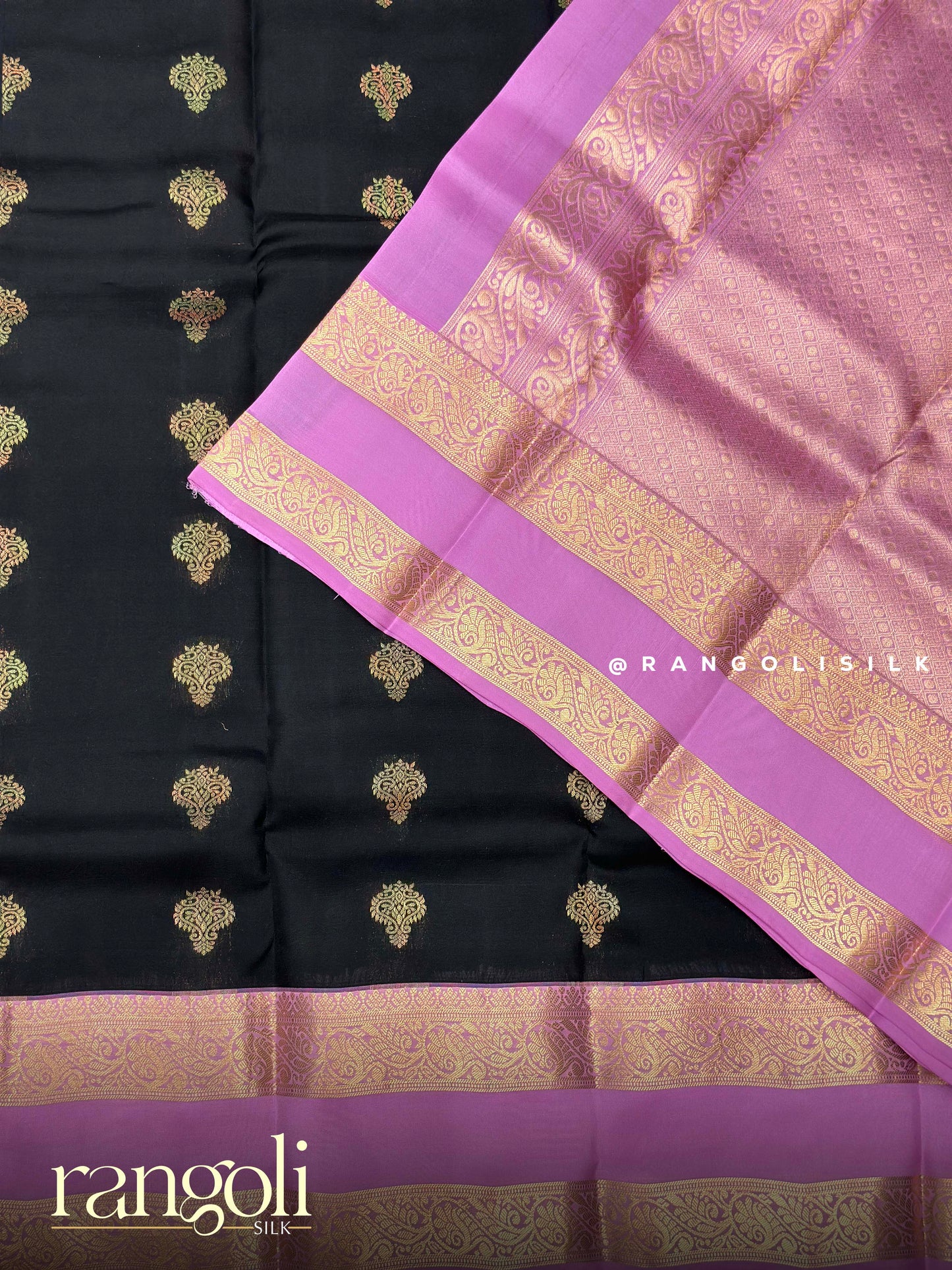Black Kanjivaram Silk Sarees with Rich Zari Work & Contrast Borders - Post 932