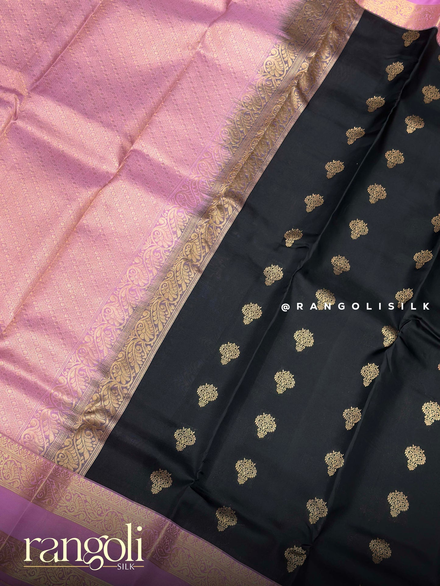 Black Kanjivaram Silk Sarees with Rich Zari Work & Contrast Borders - Post 932
