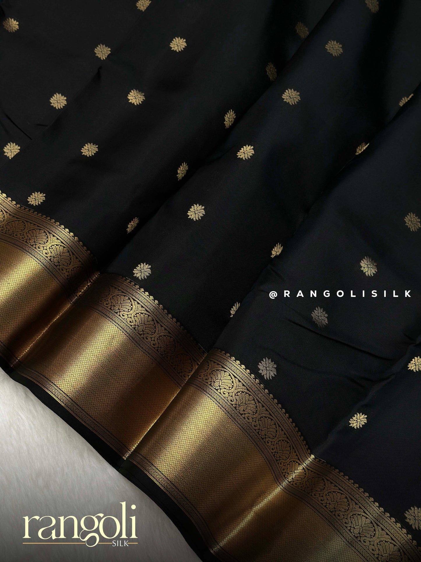 Black Kanjivaram Silk Sarees with Rich Zari Work & Contrast Borders - Post 932