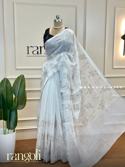 Elegant Cotton Saree with Delicate Motifs - Post 520