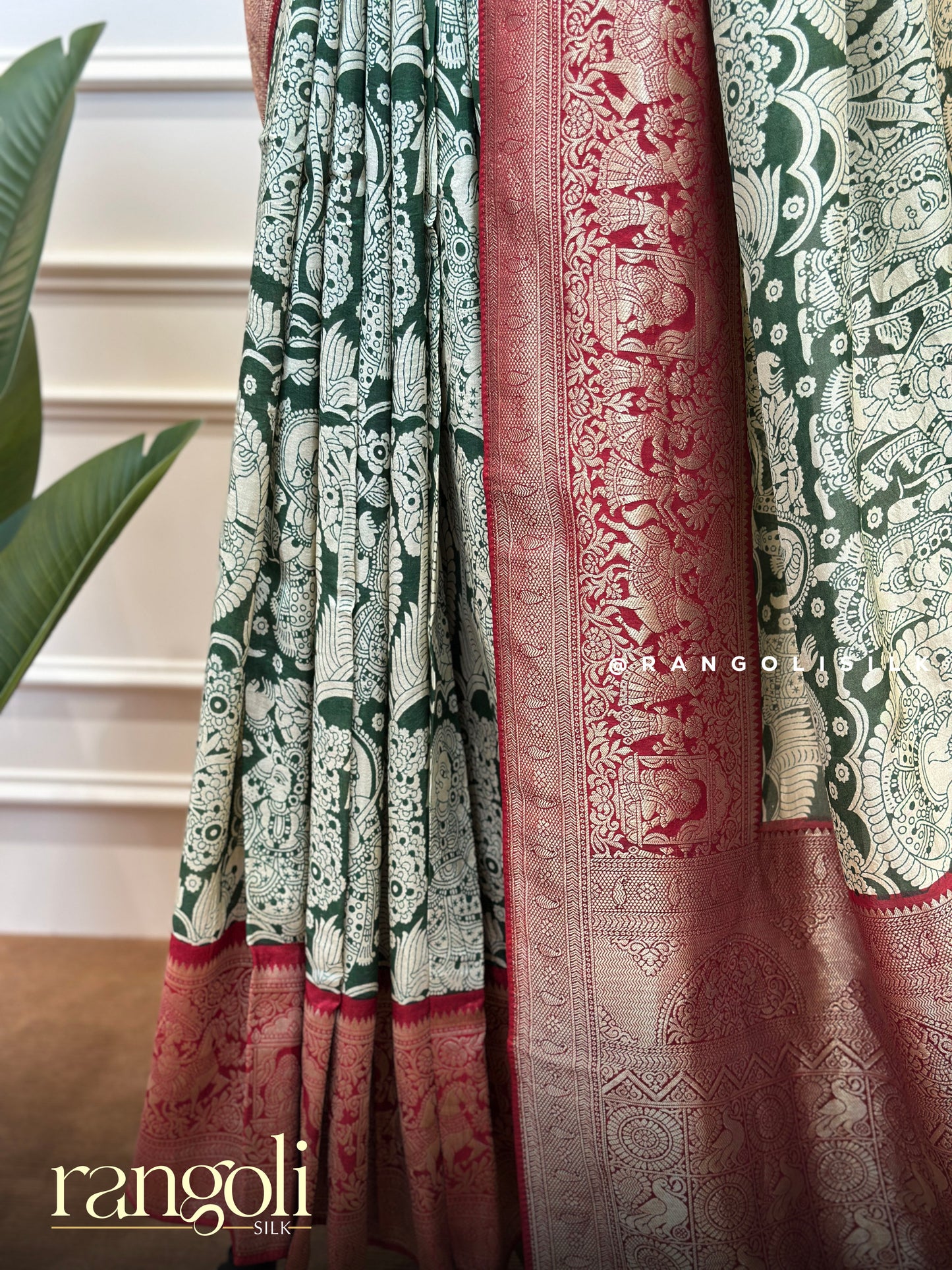 Sage Green Cotton Mix Saree with Maroon Gold Zari Border - Post 819