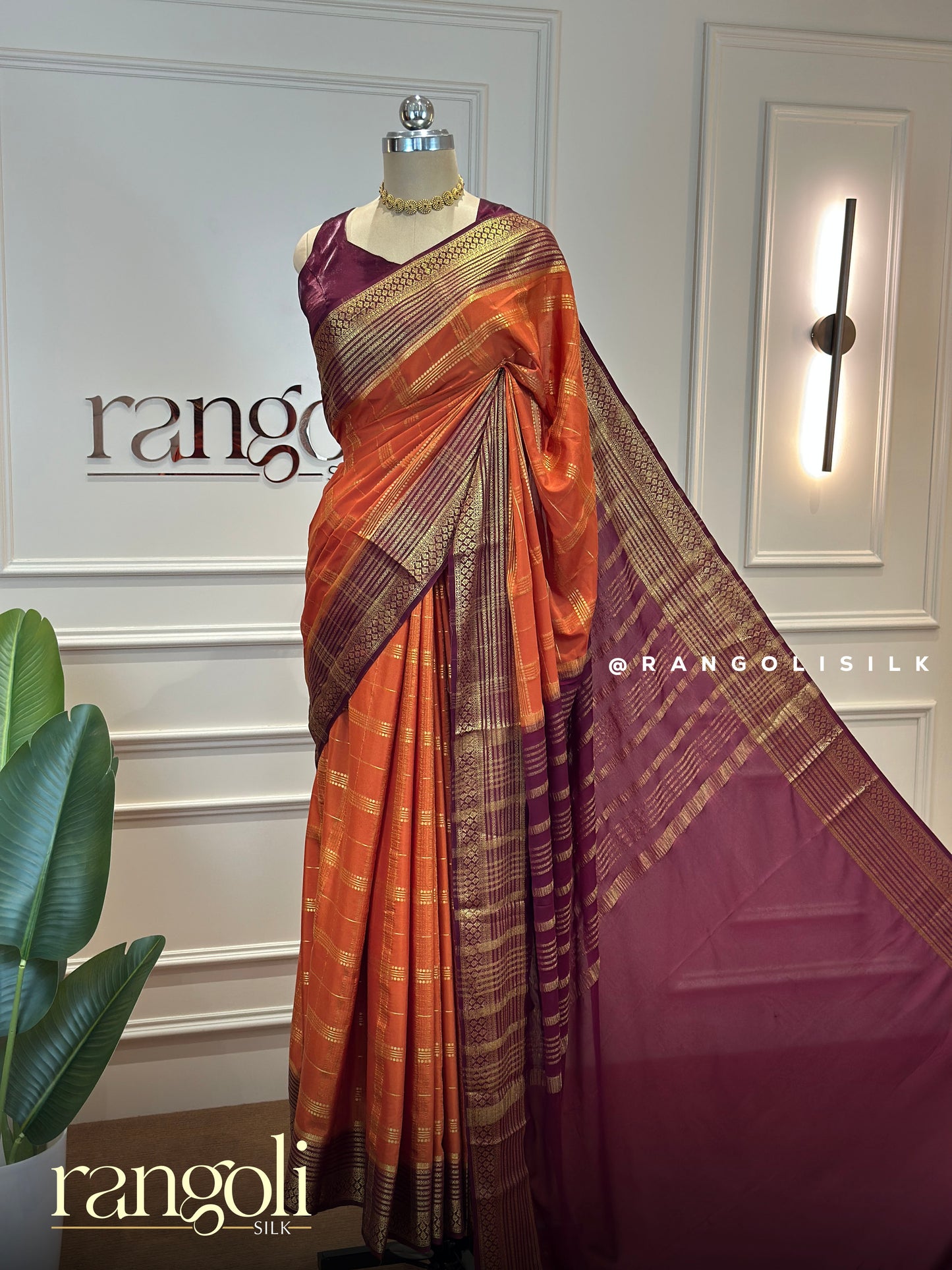 Semi Mysore Crepe Silk Saree with Zari Checks - Post 818