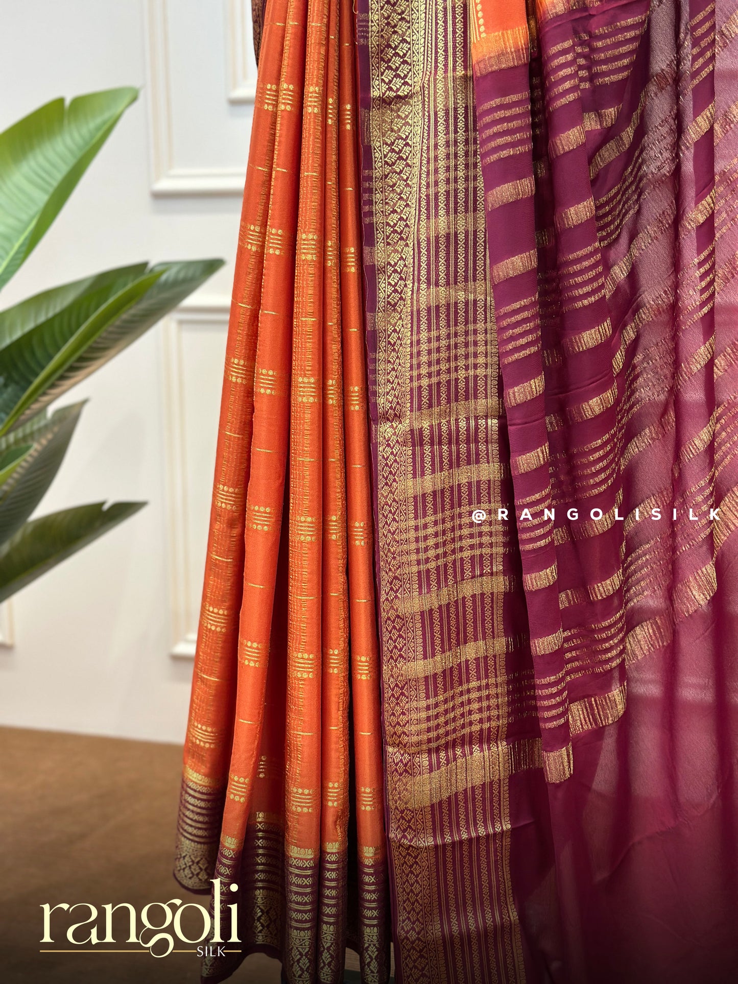 Semi Mysore Crepe Silk Saree with Zari Checks - Post 818