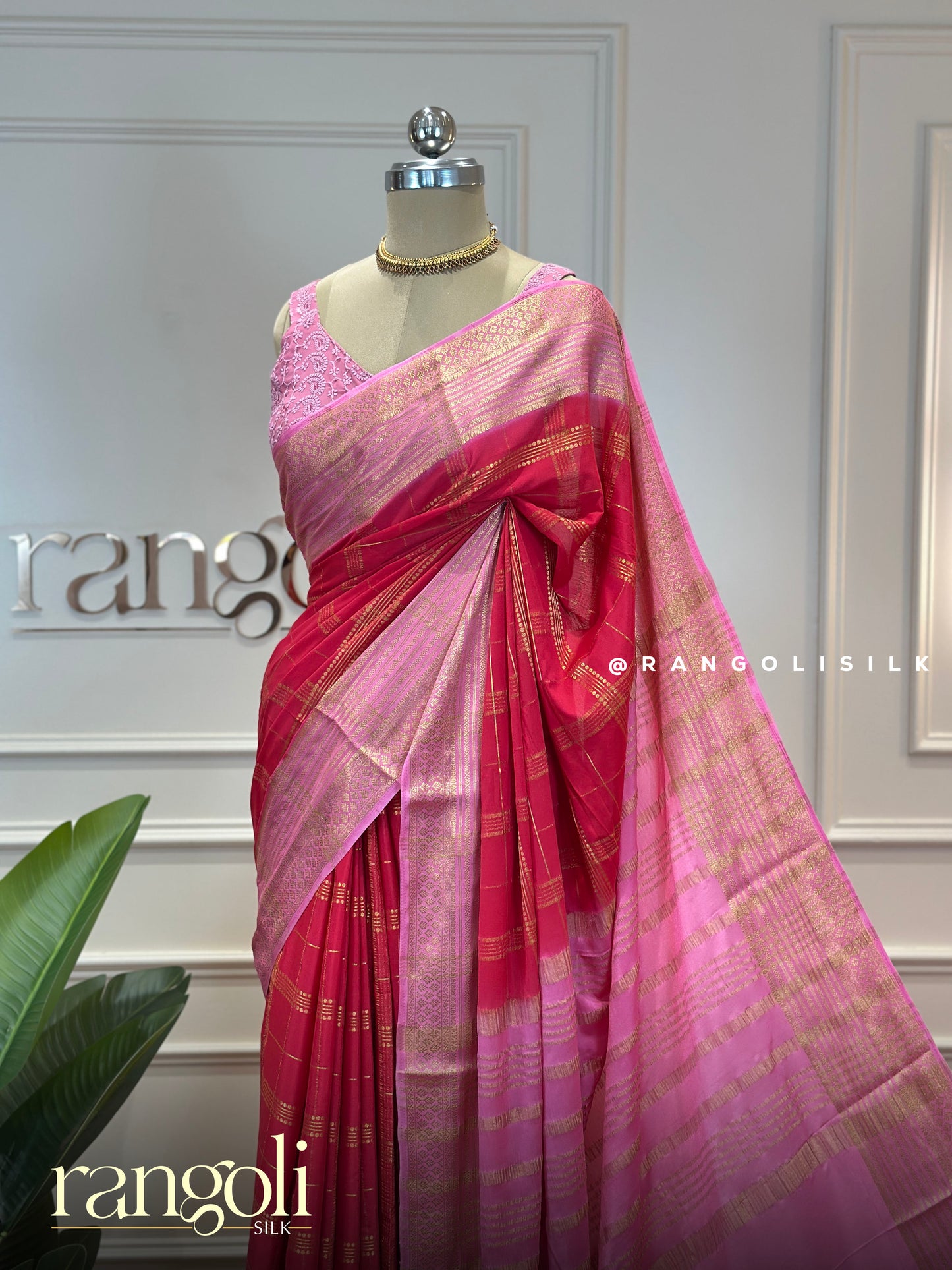 Semi Mysore Crepe Silk Saree with Zari Checks - Post 818