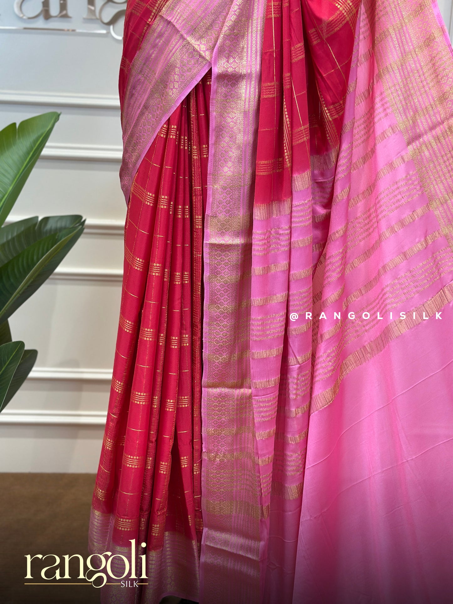 Semi Mysore Crepe Silk Saree with Zari Checks - Post 818