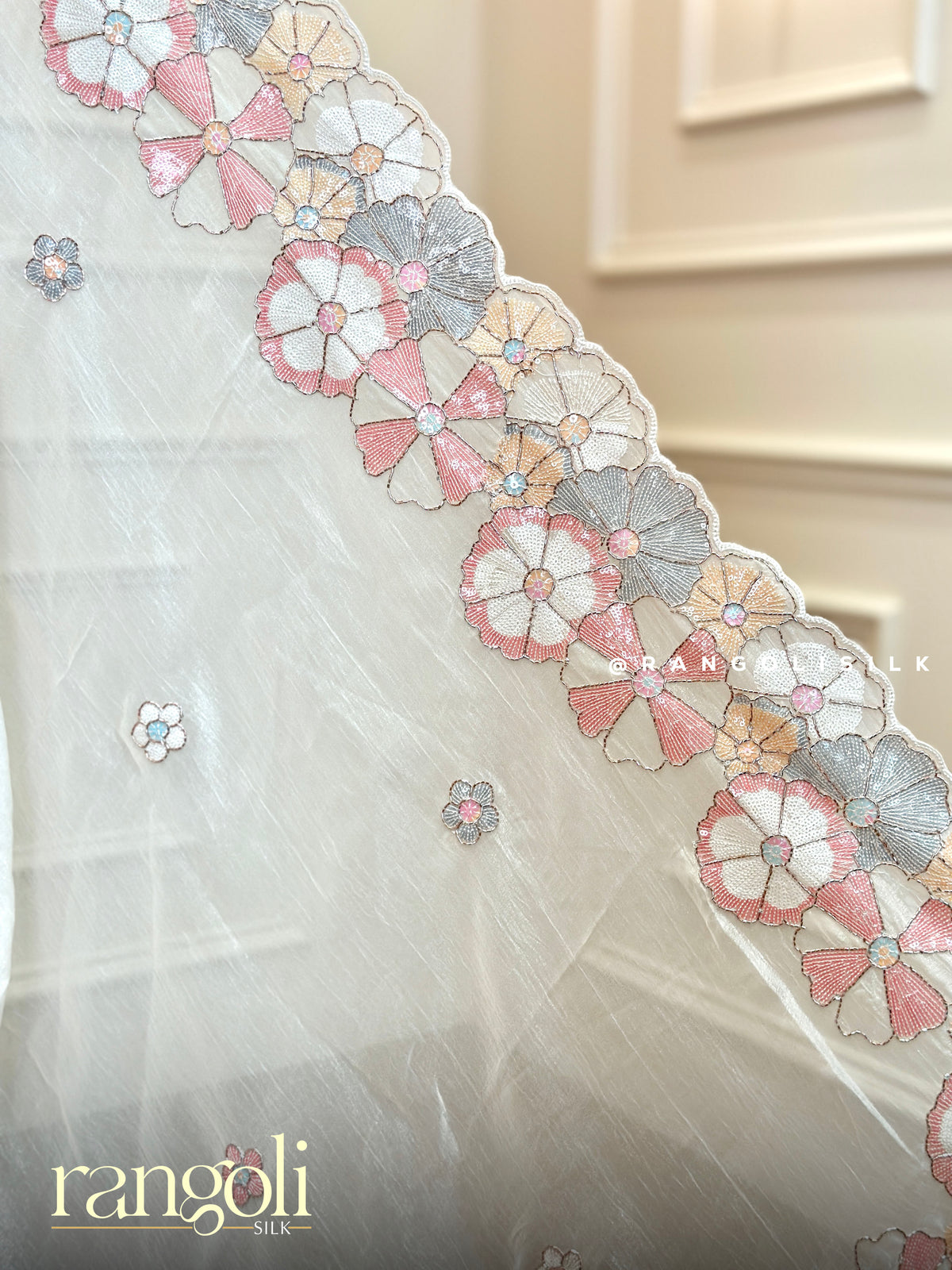 Floral Cutwork Designer Saree with Multi-Color Embroidery & Sequins -  Post 1041
