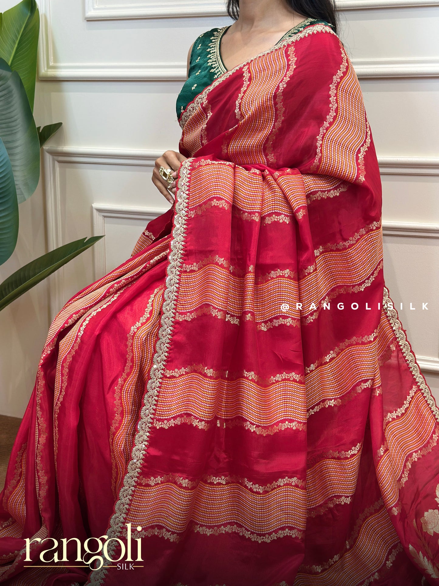Crimson Red Banarasi Saree with Rich Gold Zari & Traditional Motifs - Post 829