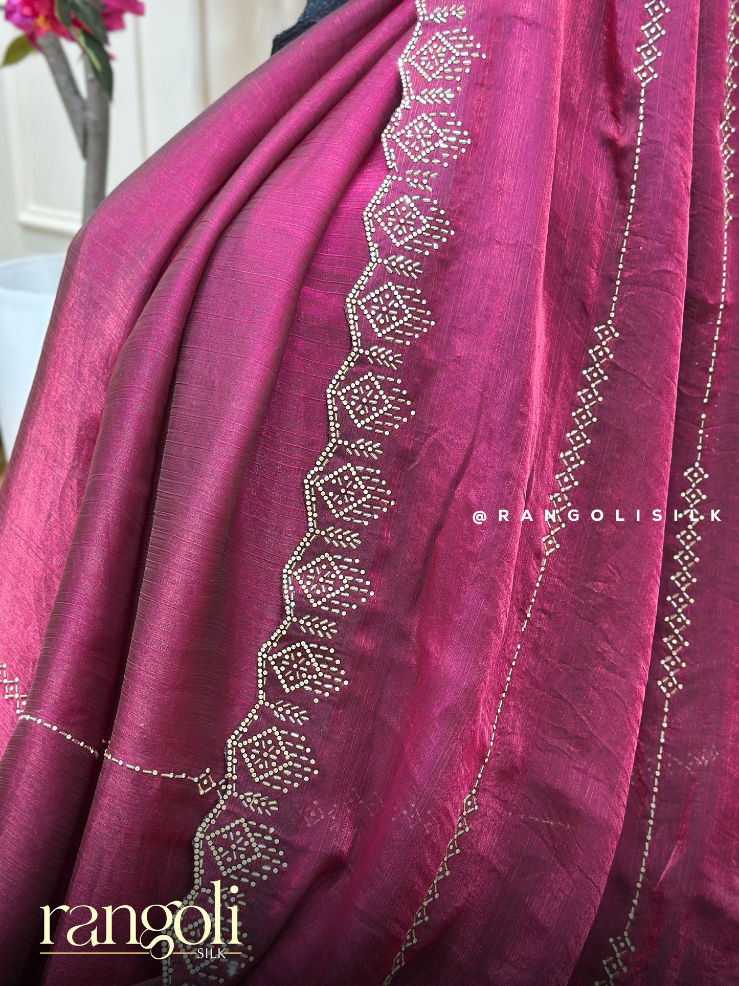 Designer Wine Maroon Saree with Subtle Sheen - Post 825