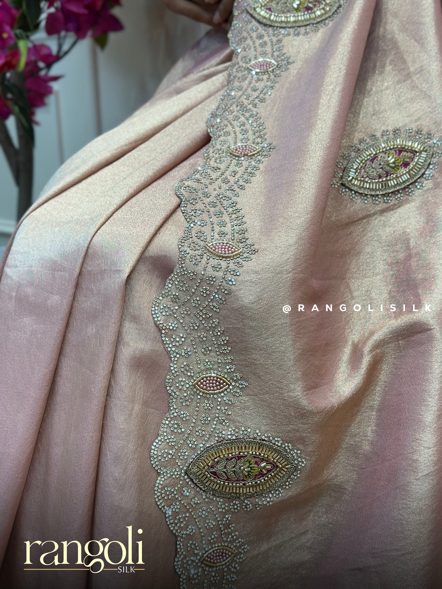 Blush Pink Designer Saree with Zari Embroidery - Post 837