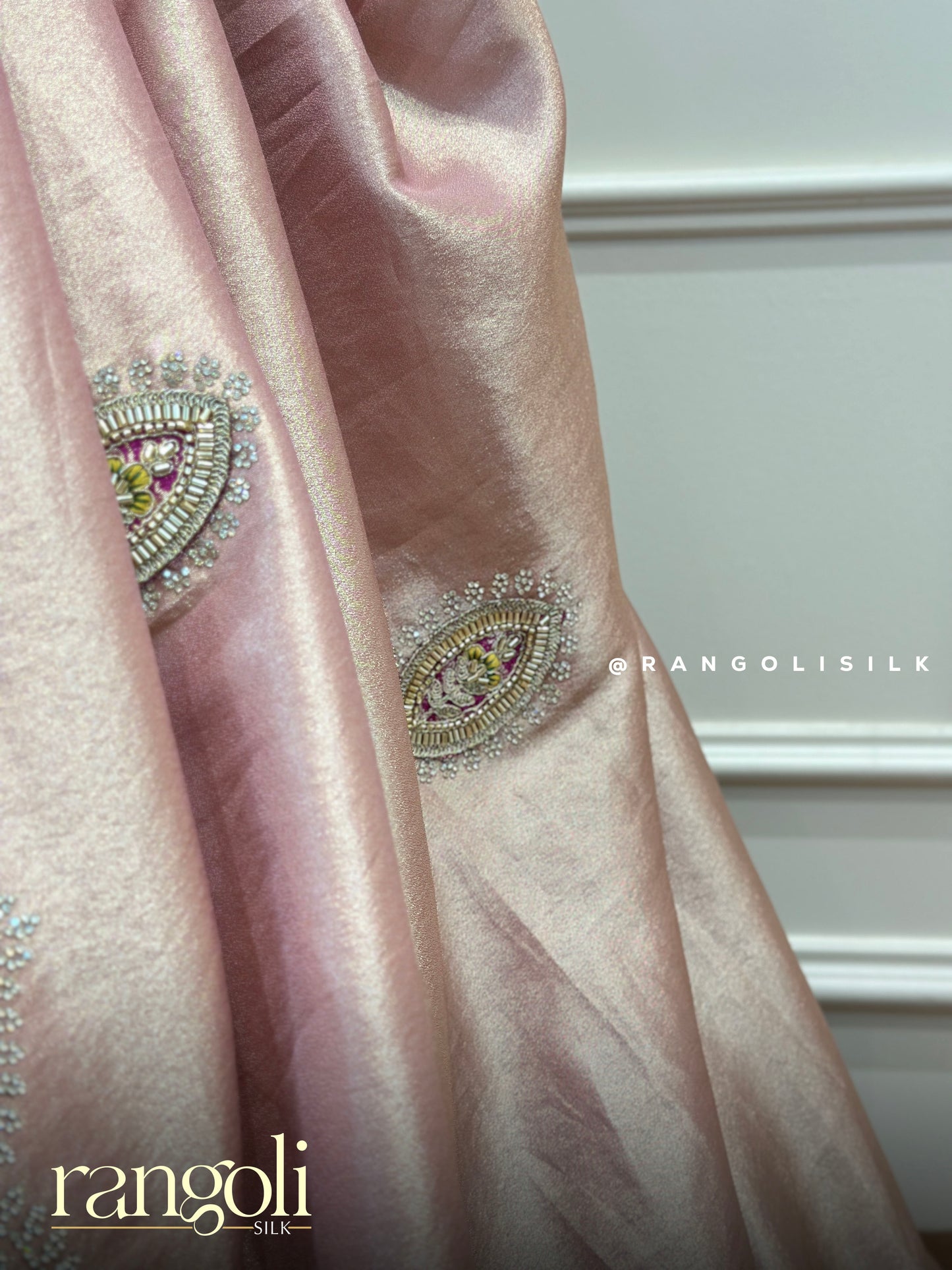 Blush Pink Designer Saree with Zari Embroidery - Post 837
