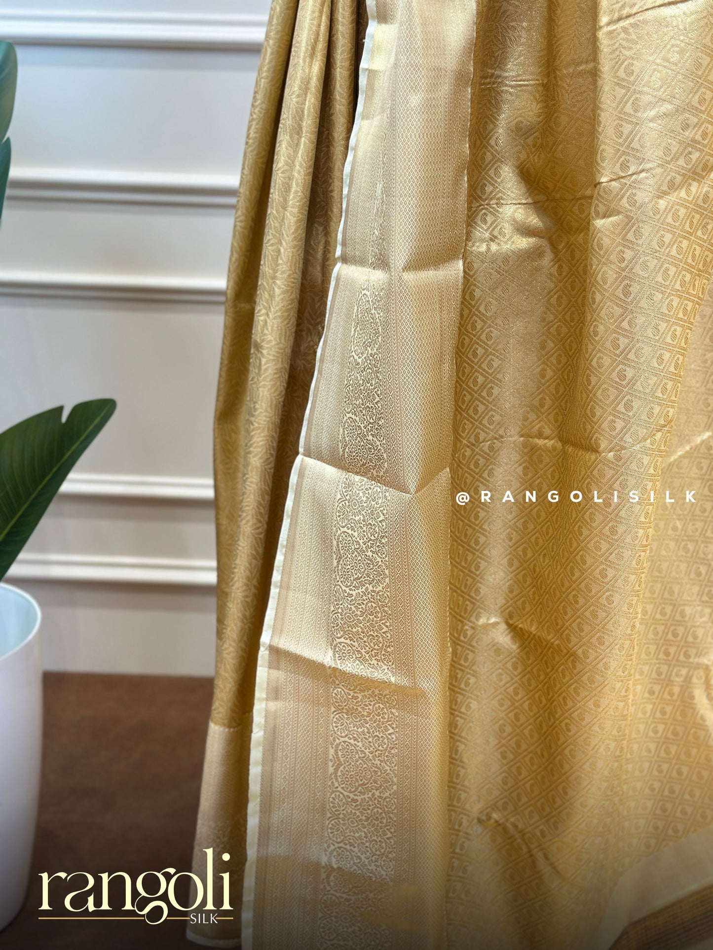 Elegant Golden Woven Saree with Rich Self Design - Post 826