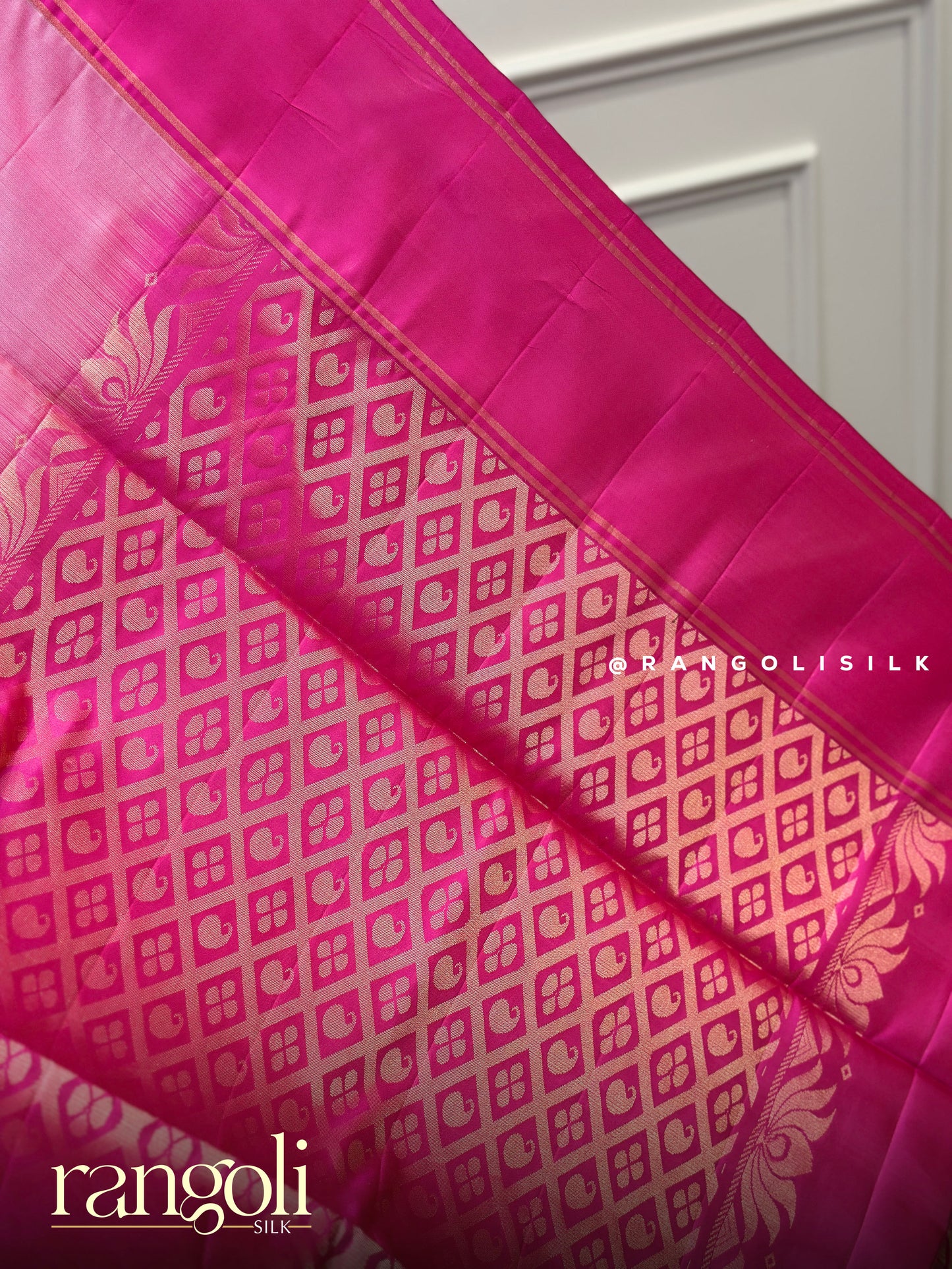 Dual Tone Pink Soft Silk Saree with Gold Zari Motifs - Post 839