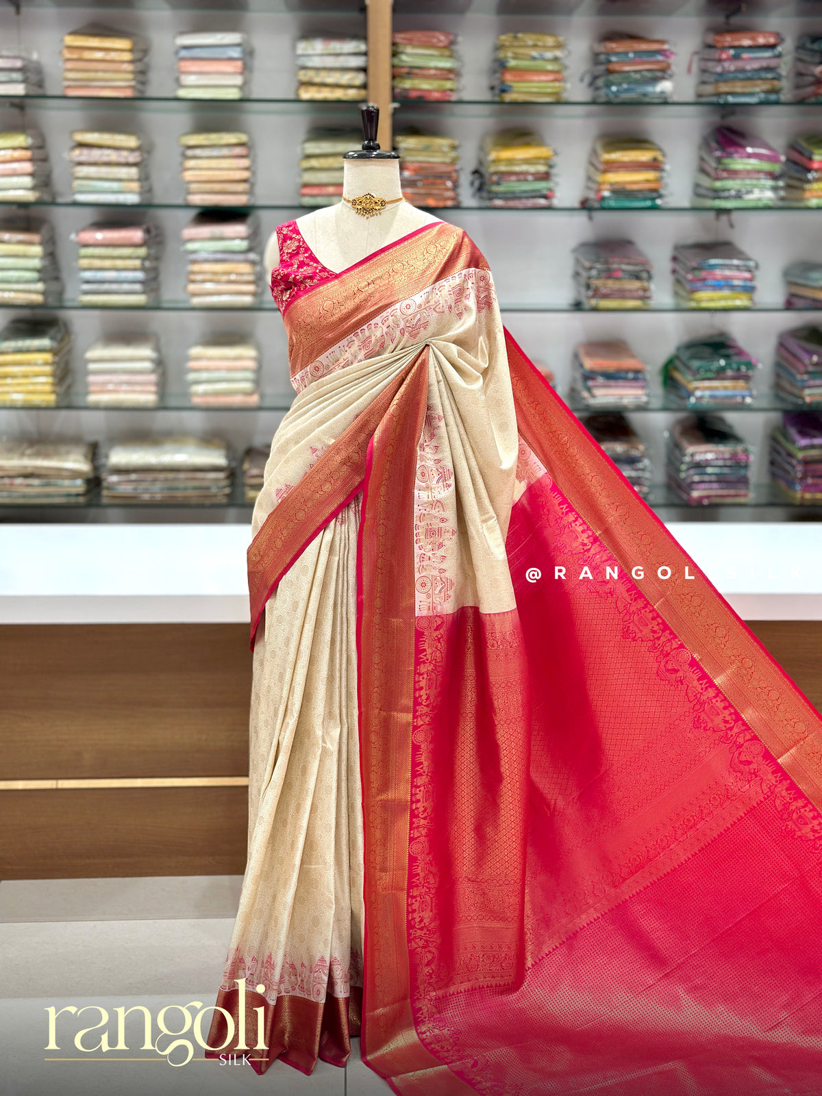 Tissue Silk Sarees with Contrast  Border & Rich Pallu - Post 1043