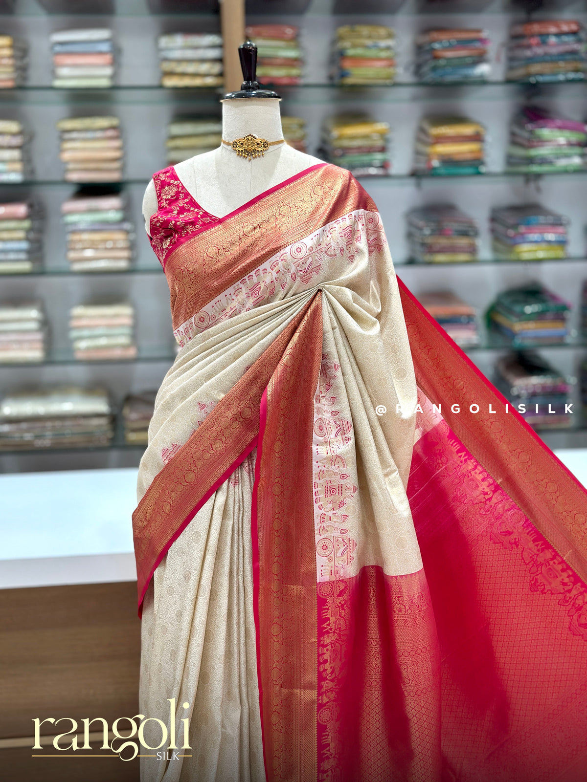 Tissue Silk Sarees with Contrast  Border & Rich Pallu - Post 1043