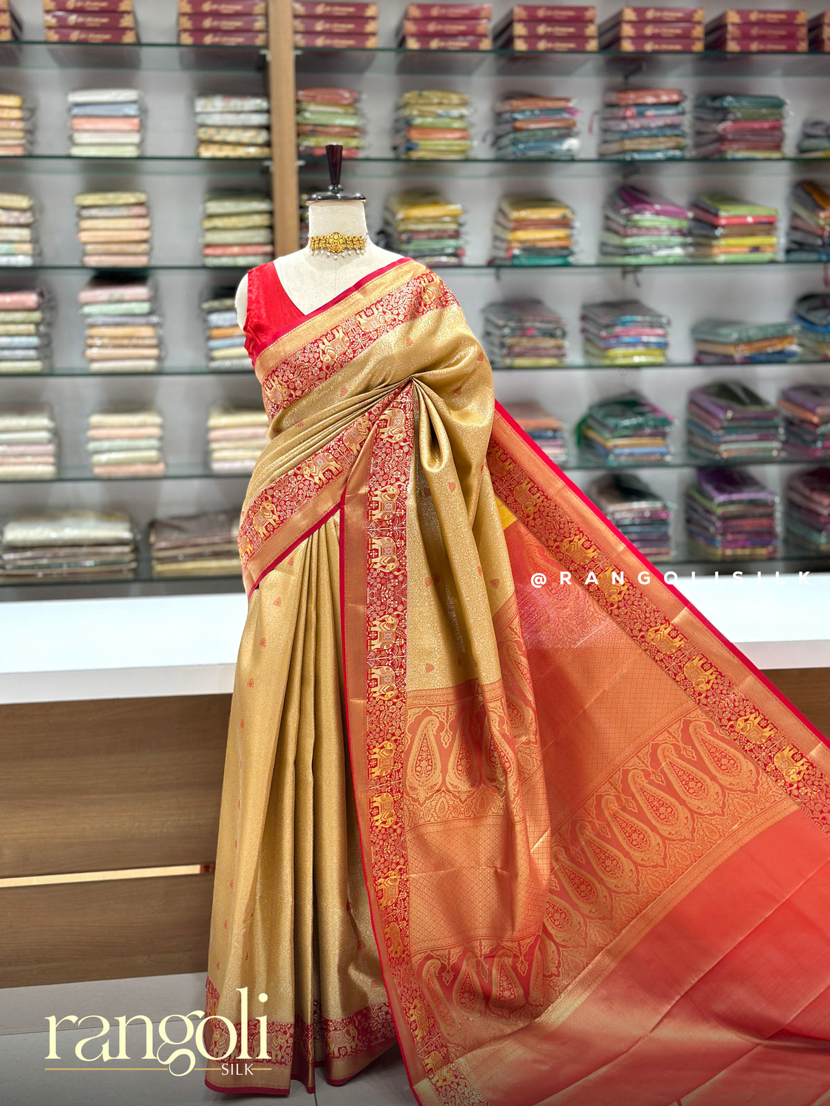 Tissue Silk Sarees with Contrast  Border & Rich Pallu - Post 1043